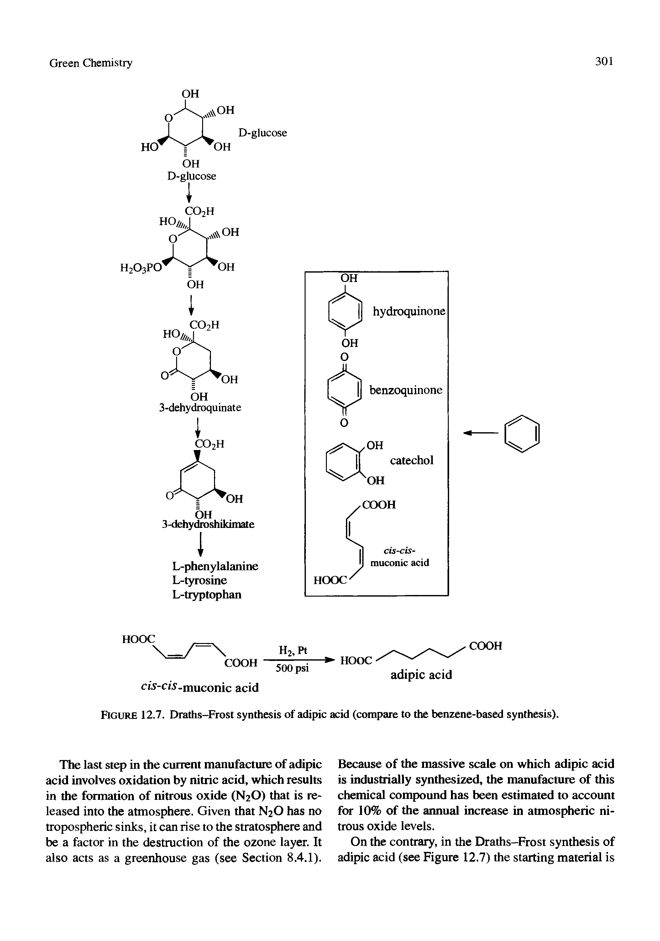 Figure 12.7. Draths—Frost synthesis of adipic acid (compare to the benzene-based synthesis).