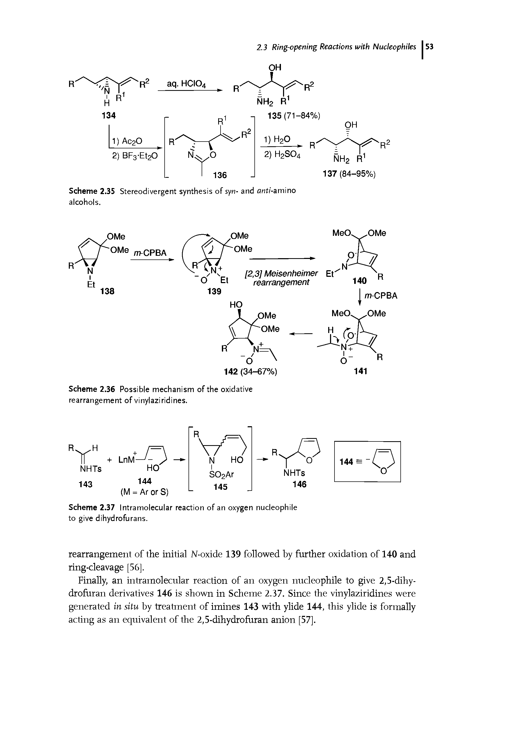 Scheme 2.36 Possible mechanism of the oxidative rearrangement of vinylaziridines.