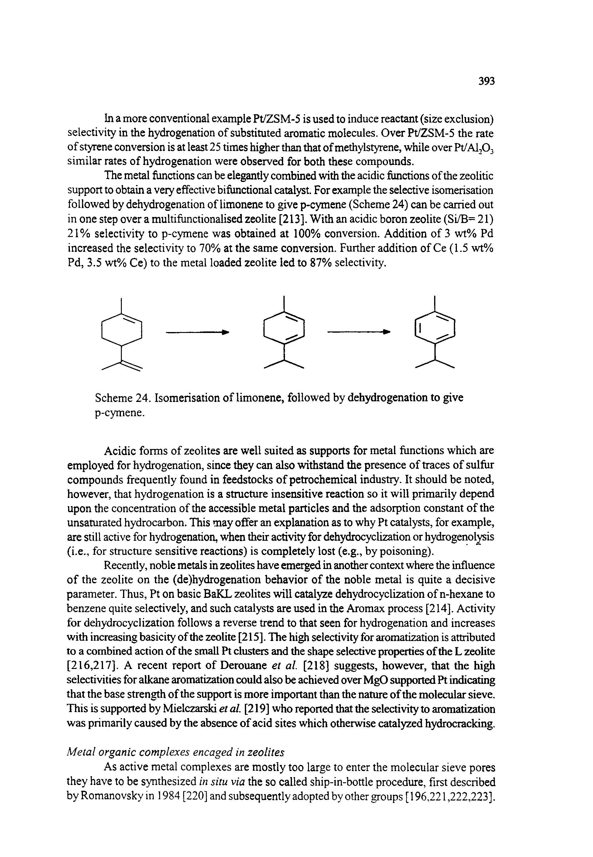 Scheme 24. Isomerisation of limonene, followed by dehydrogenation to give...