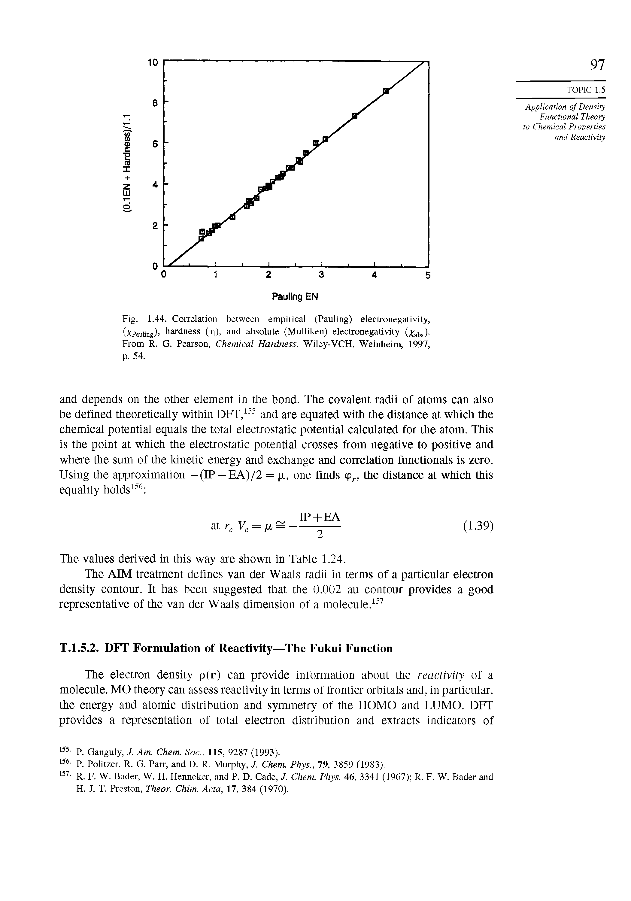 Fig. 1.44. Correlation between empirical (Pauling) electronegativity, (Xpauiing) hardness (t)), and absolute (Mulliken) electronegativity (A abs) From R. G. Pearson, Chemical Hardness, Wiley-VCH, Weinheim, 1997, p. 54.
