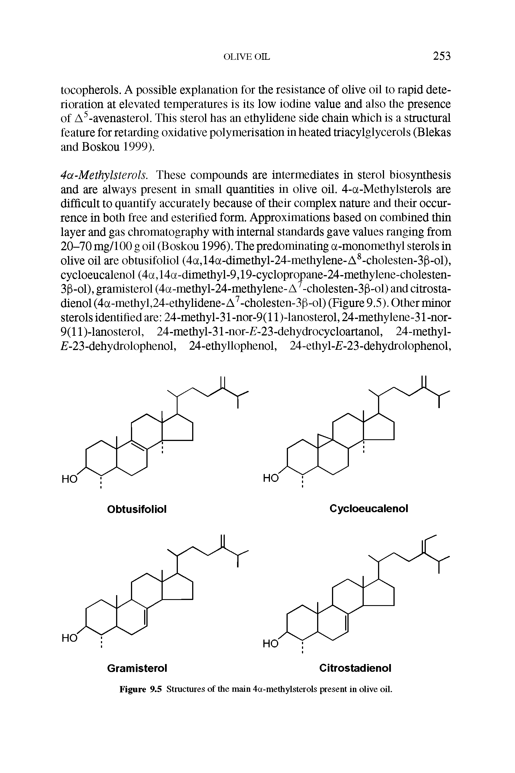Figure 9.5 Structures of the main 4a-methylsterols present in olive oil.