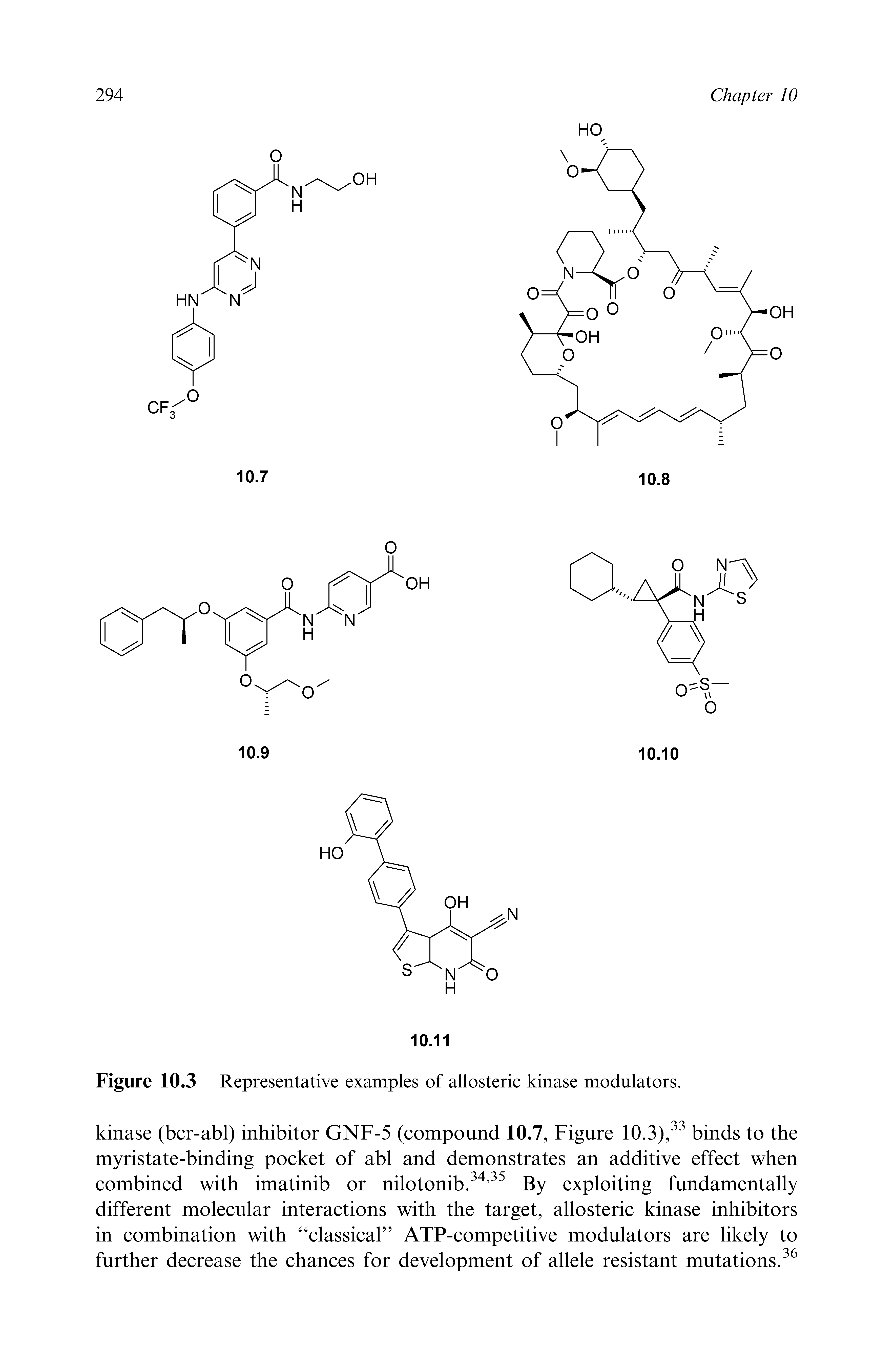 Figure 10.3 Representative examples of allosteric kinase modulators.