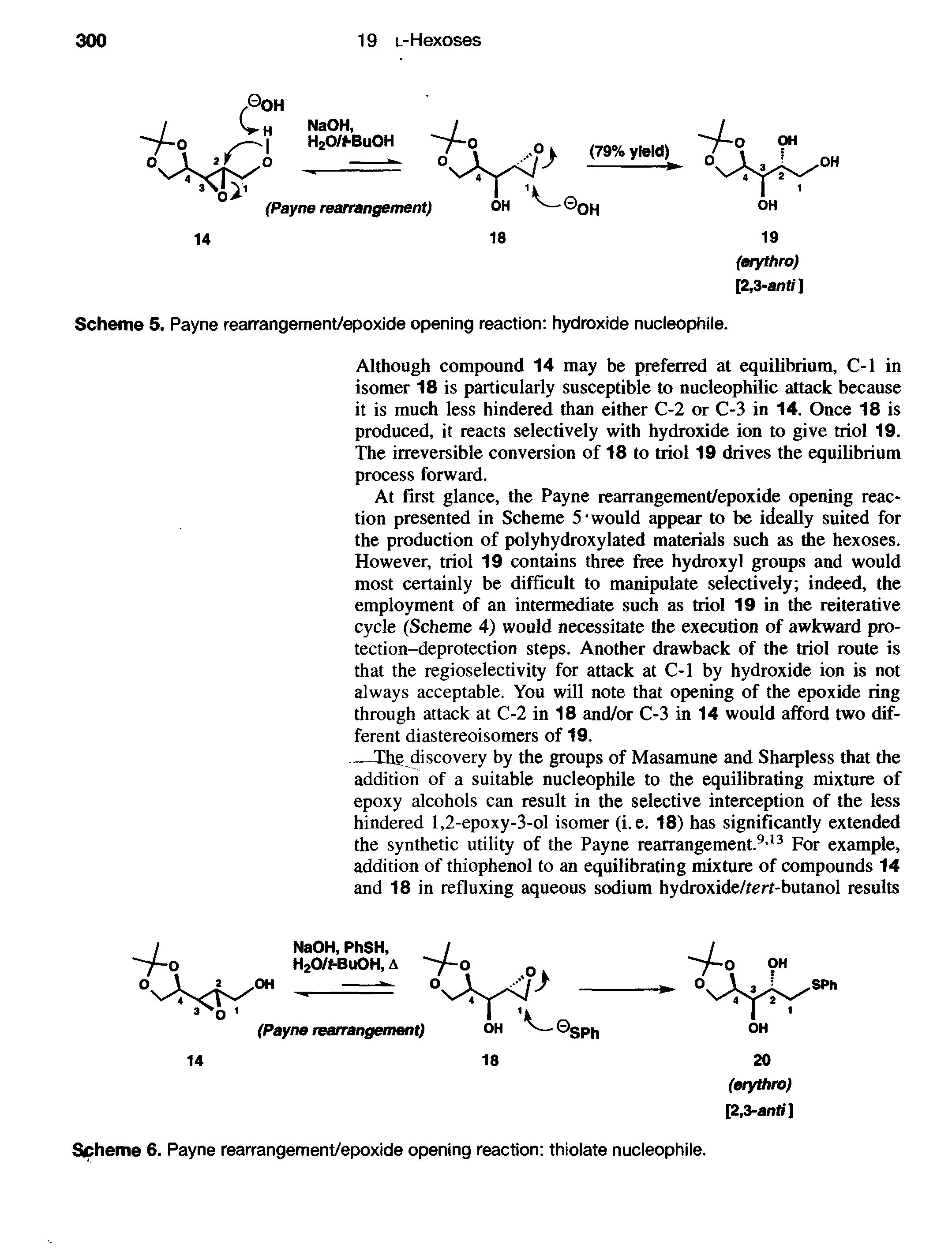 Scheme 6. Payne rearrangement/epoxide opening reaction thiolate nucleophile.