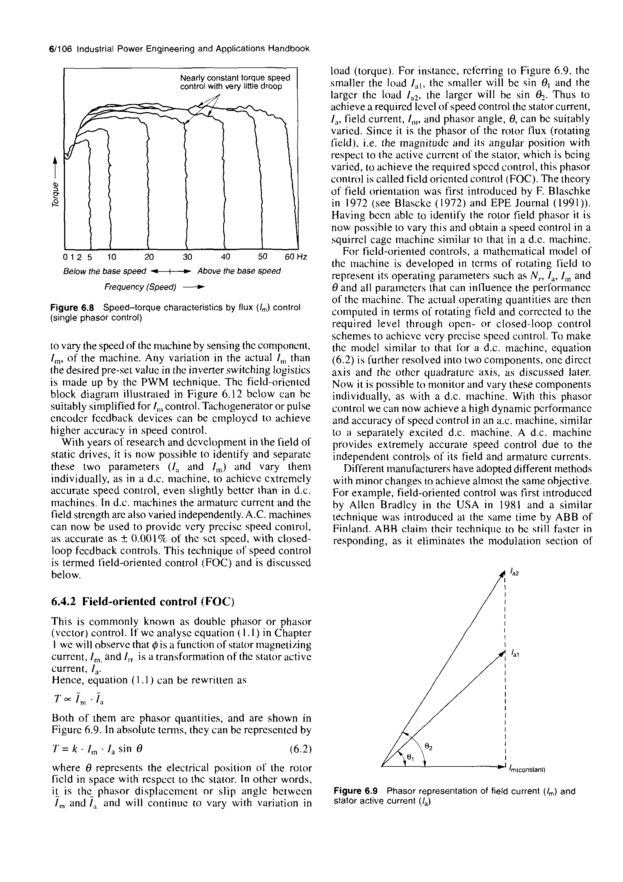 Figure 6,8 Speed-torque characteristics by flux (/ ,) control (single phasor control)...