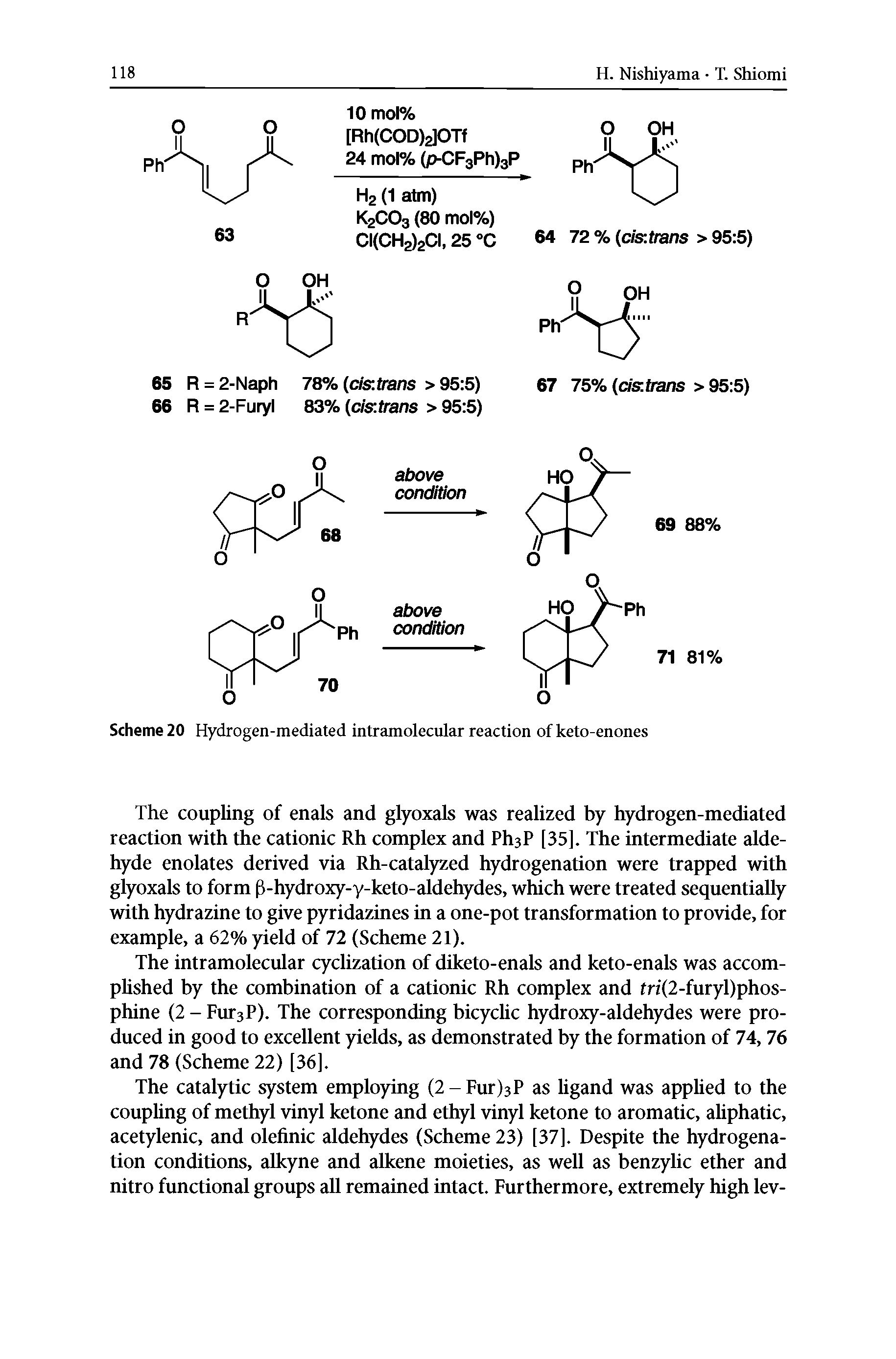 Scheme 20 Hydrogen-mediated intramolecular reaction of keto-enones...