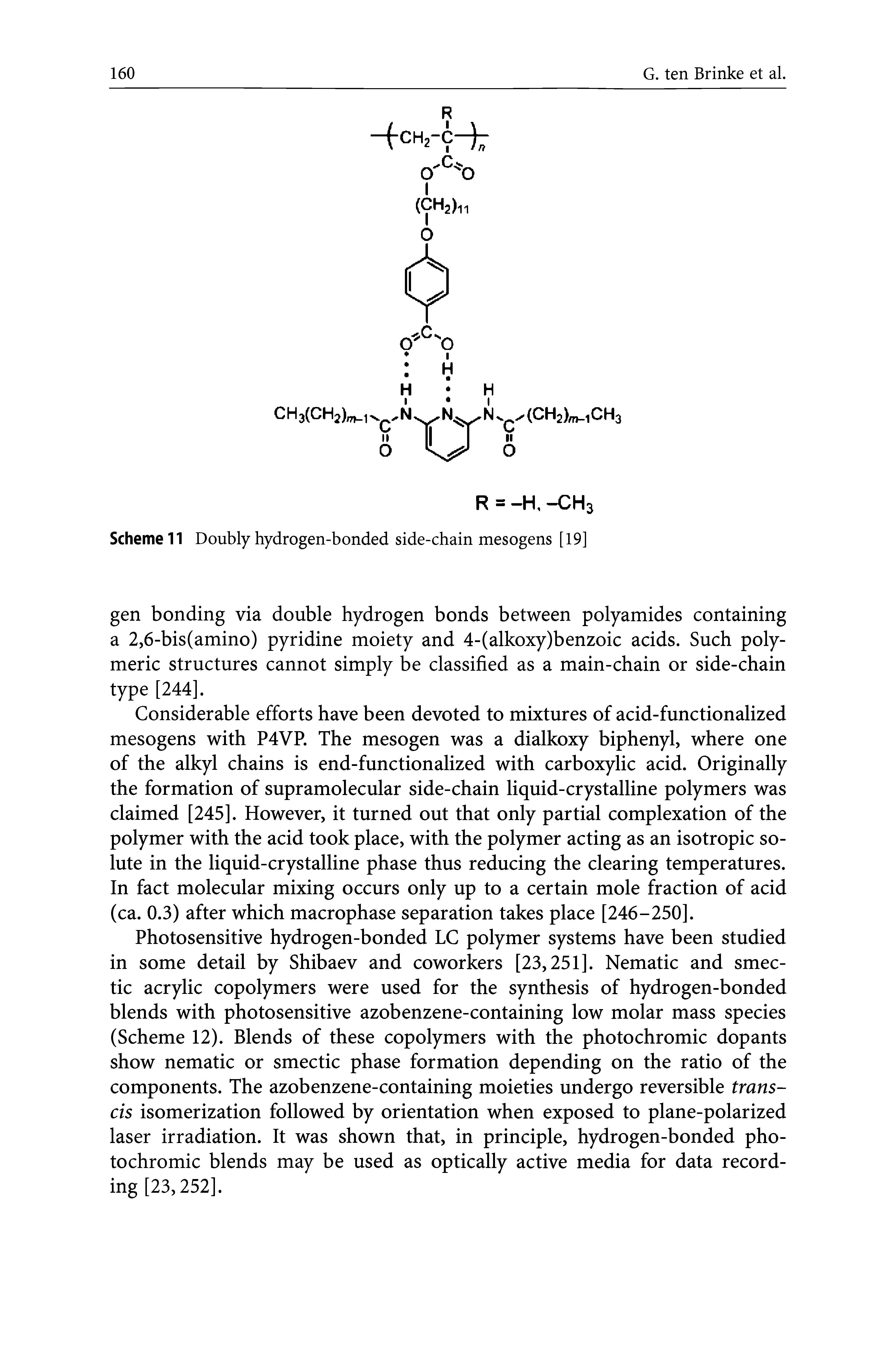 Scheme 11 Doubly hydrogen-bonded side-chain mesogens [19]...