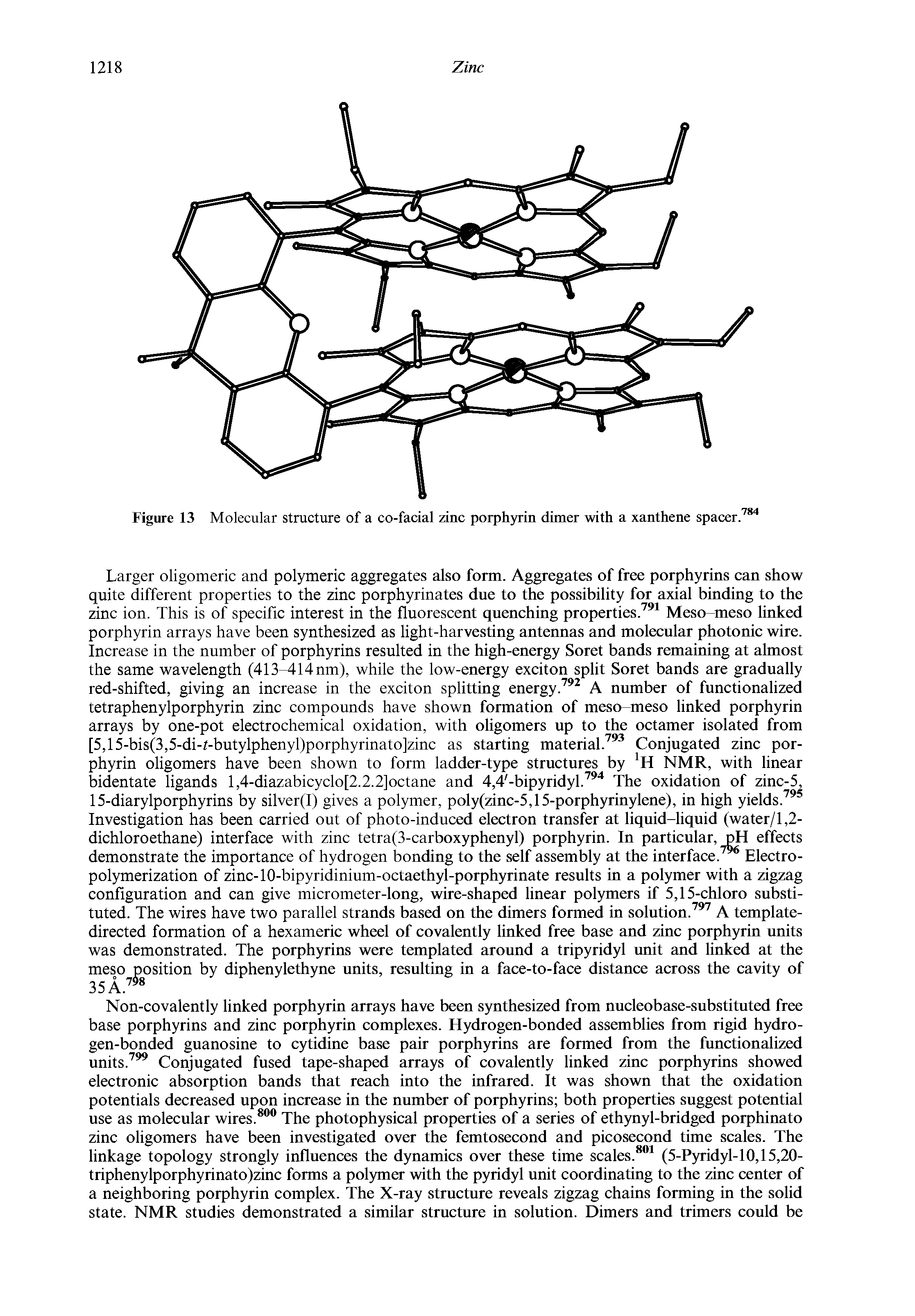 Figure 13 Molecular structure of a co-facial zinc porphyrin dimer with a xanthene spacer.784...