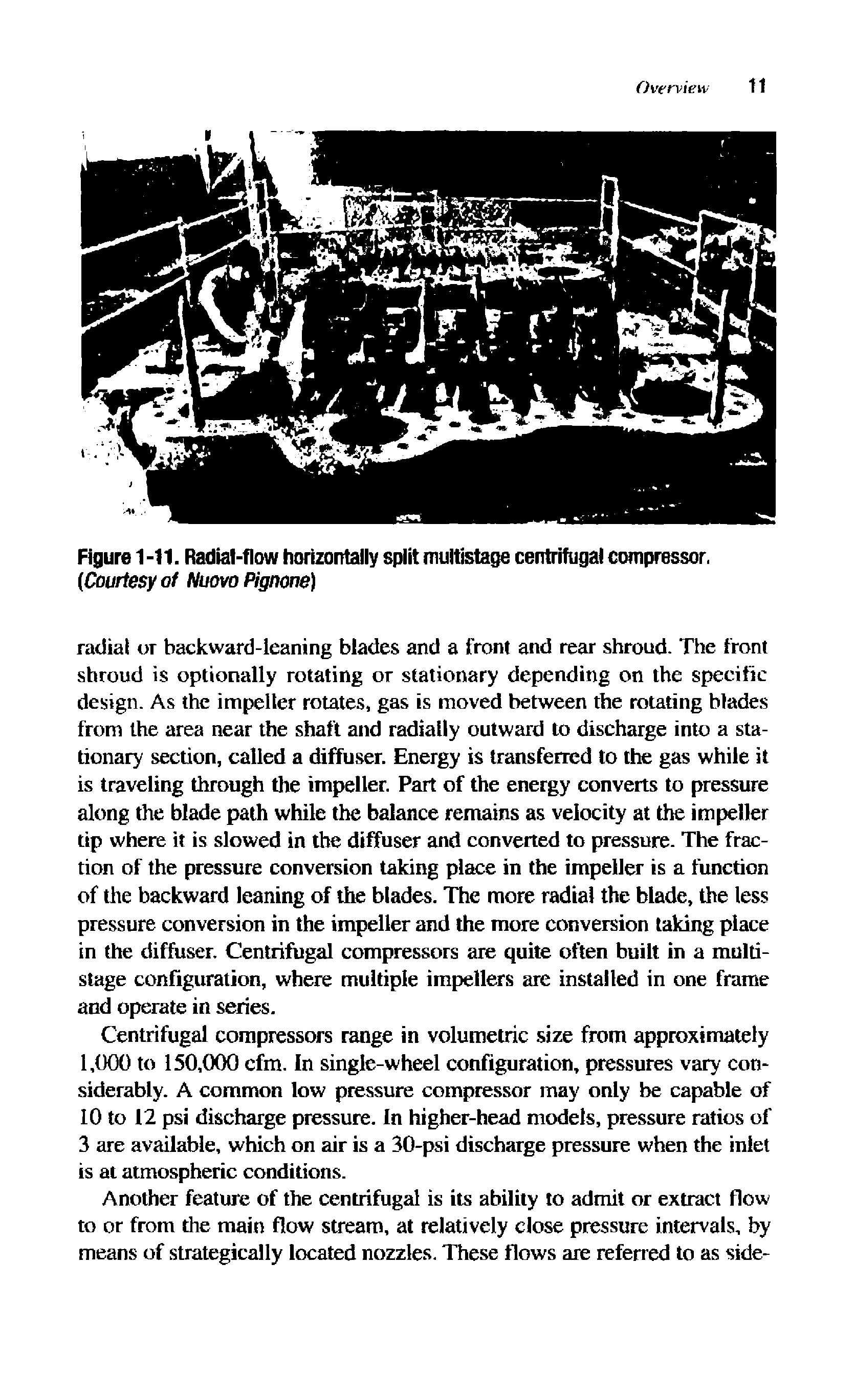 Figure 1-11. Radial-flow horizontally split multistage centrifugal compressor. Courtesy of Nuovo Pignone)...