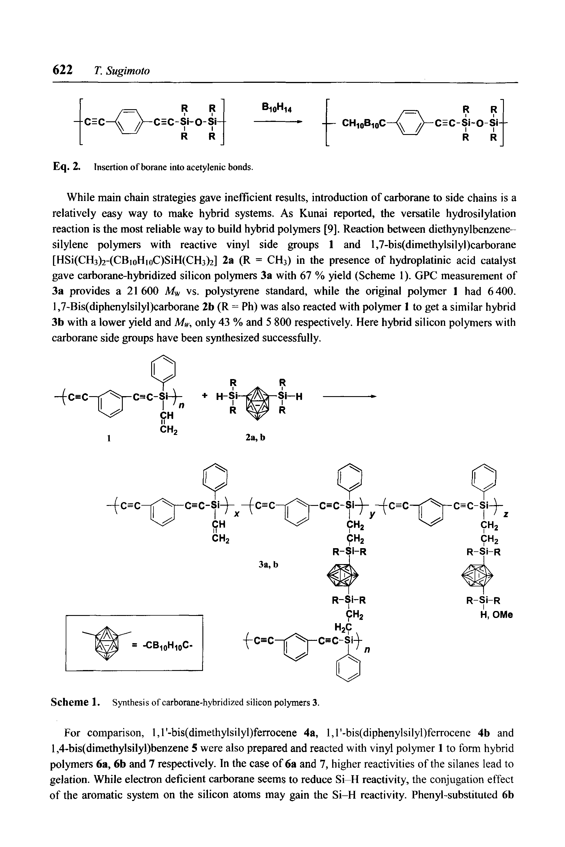 Scheme 1. Synthesis of carborane-hybridized silicon polymers 3.