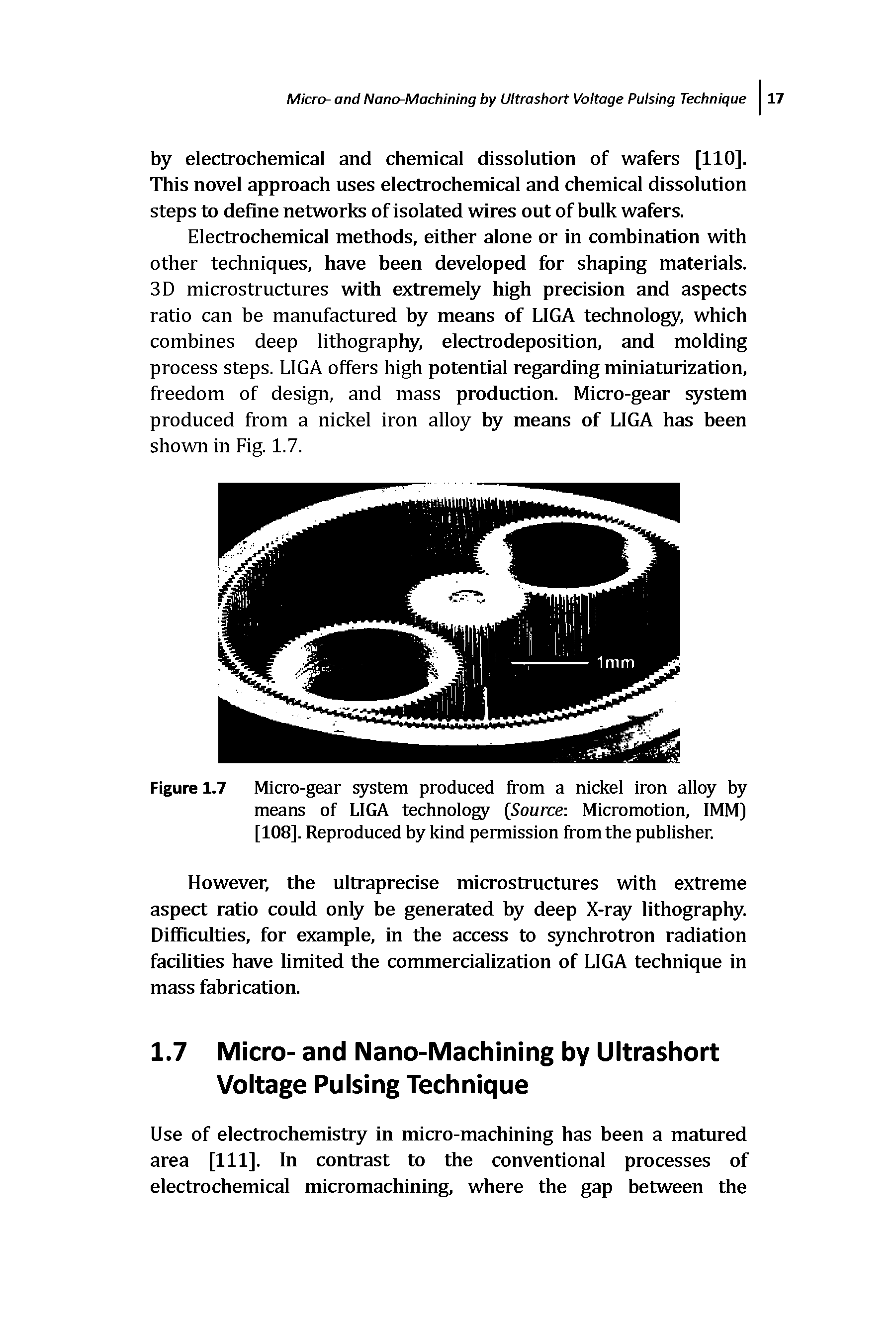 Figure 1.7 Micro-gear system produced from a nickel iron alloy by means of LIGA technology [Source Micromotion, IMM) [108]. Reproduced by kind permission from the publisher.