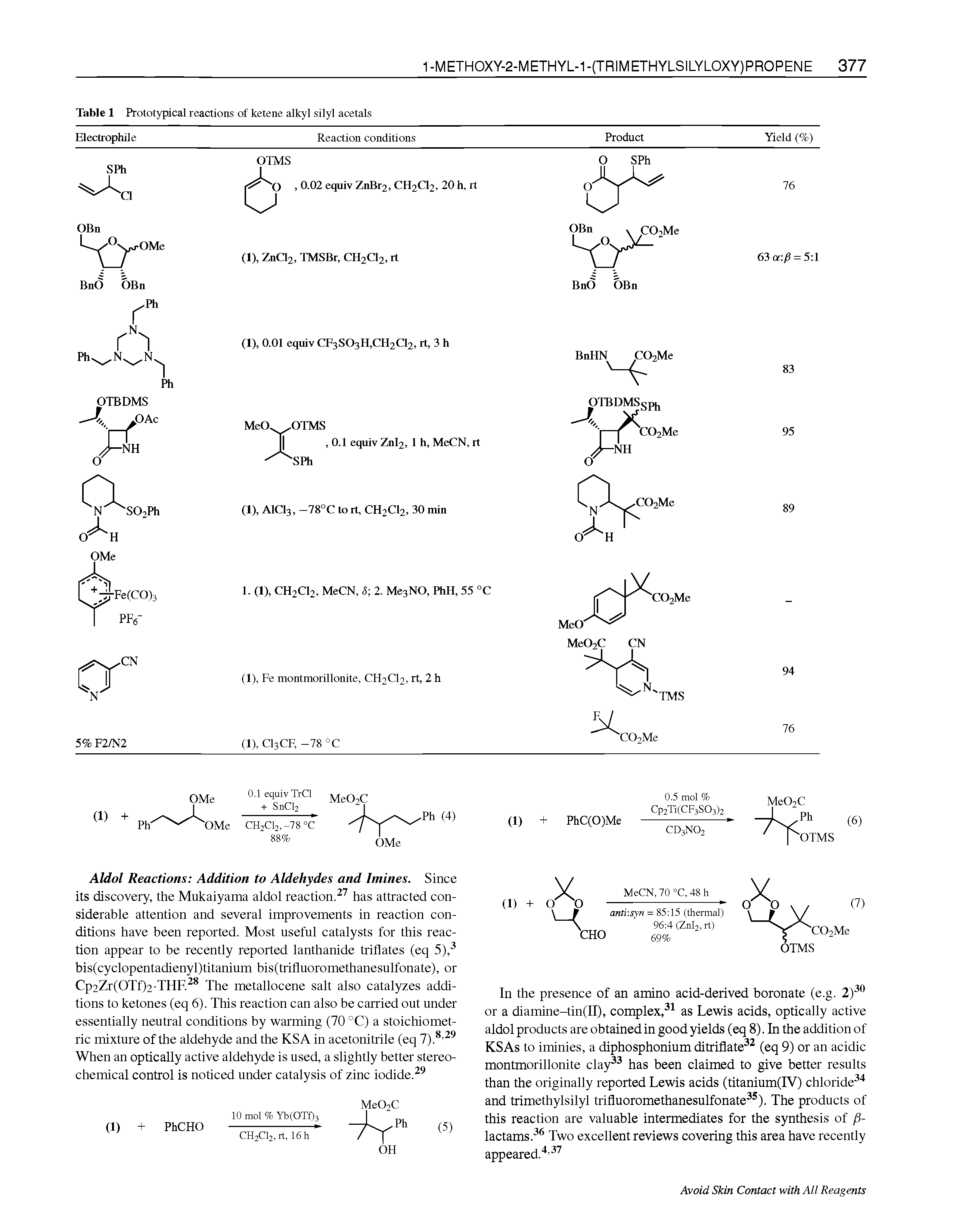 Table 1 Prototypical reactions of ketene alkyl silyl acetals...