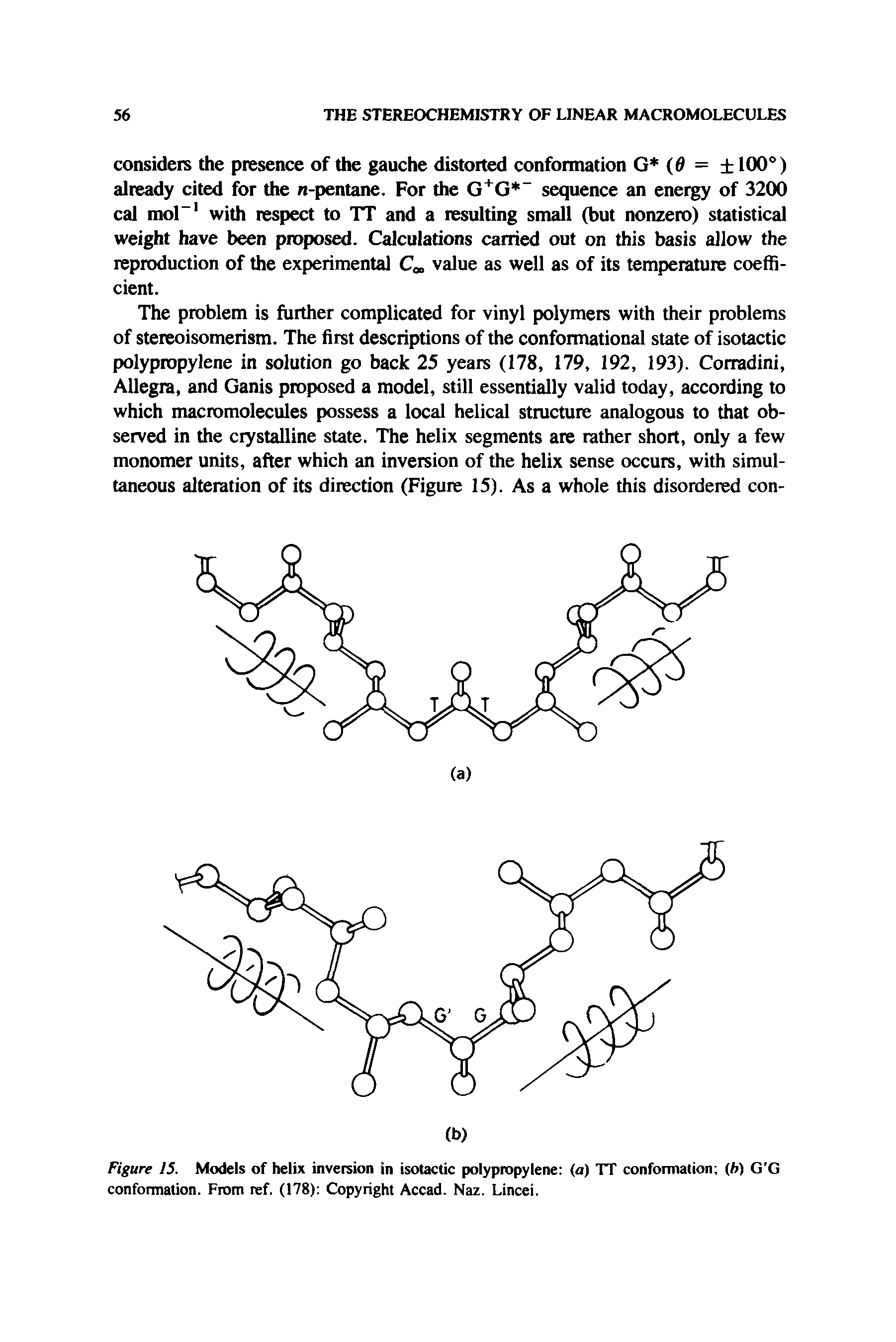 Figure 15. Models of helix inversion in isotactic polypropylene (a) TT conformation (h) G G conformation. From ref. (178) Copyright Accad. Naz. Lincei.
