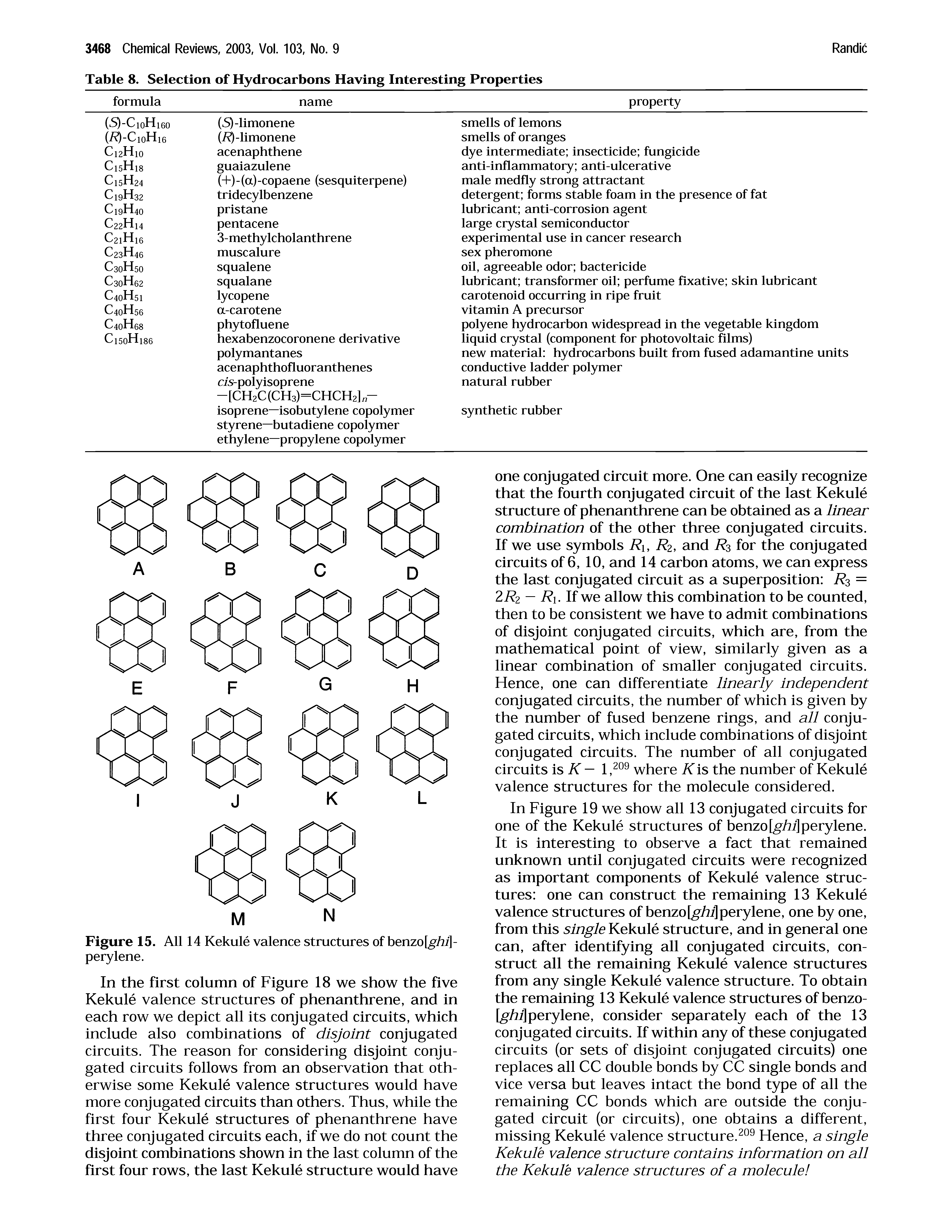 Figure 15. All 14 Kekule valence structures of benzo[ /2i]-perylene.