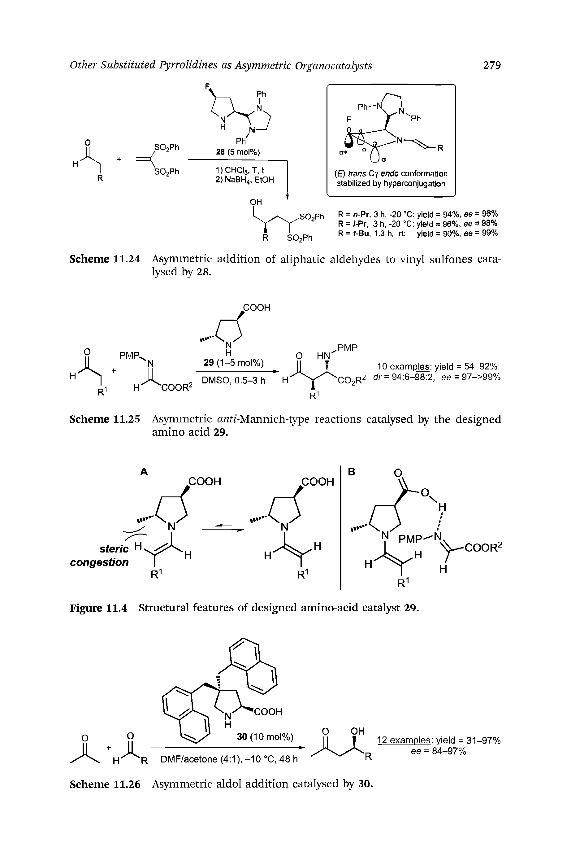 Scheme 11.25 Asymmetric anti-Mannich-type reactions catalysed by the designed amino acid 29.