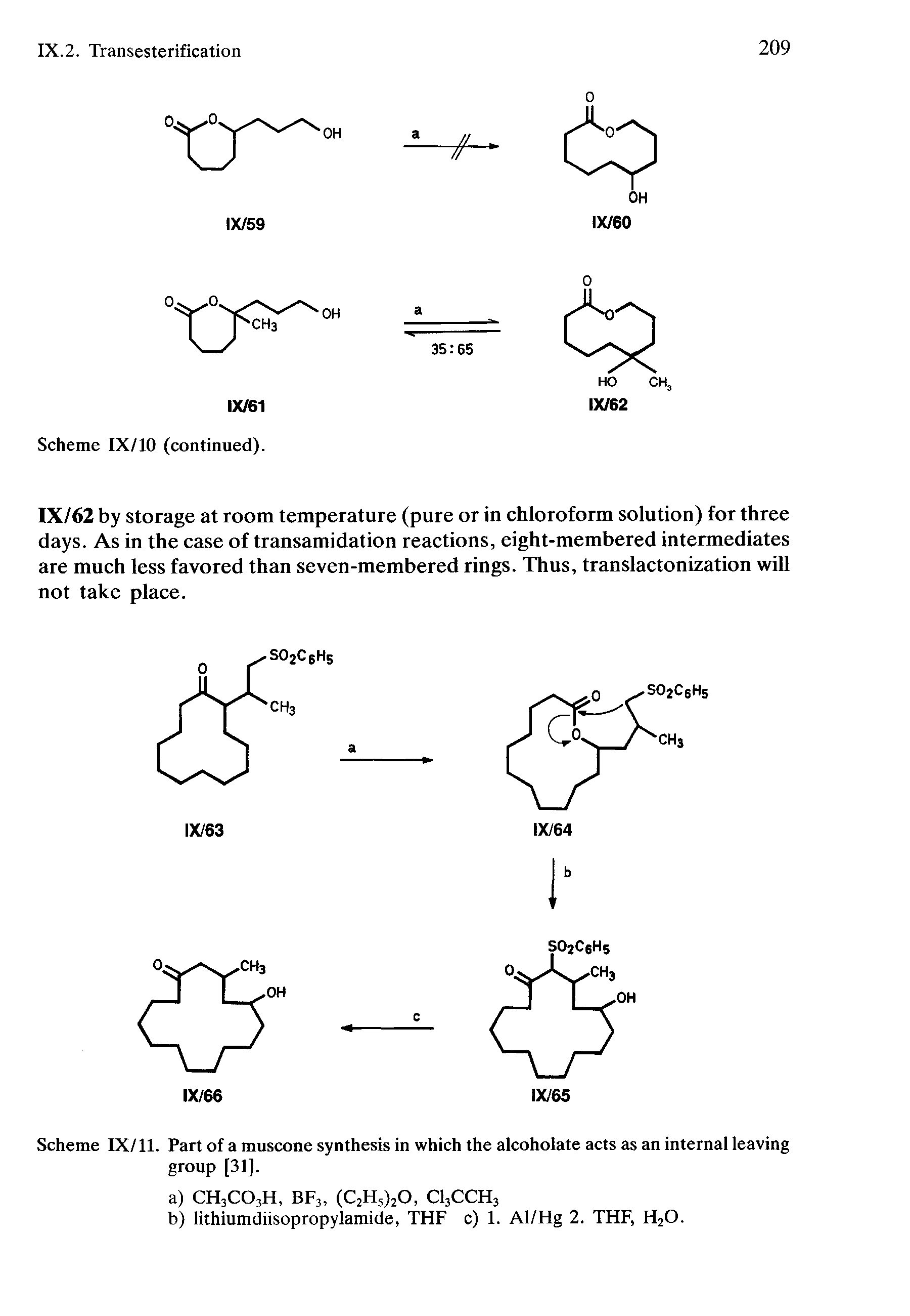 Scheme IX/11. Part of a muscone synthesis in which the alcoholate acts as an internal leaving group [31].