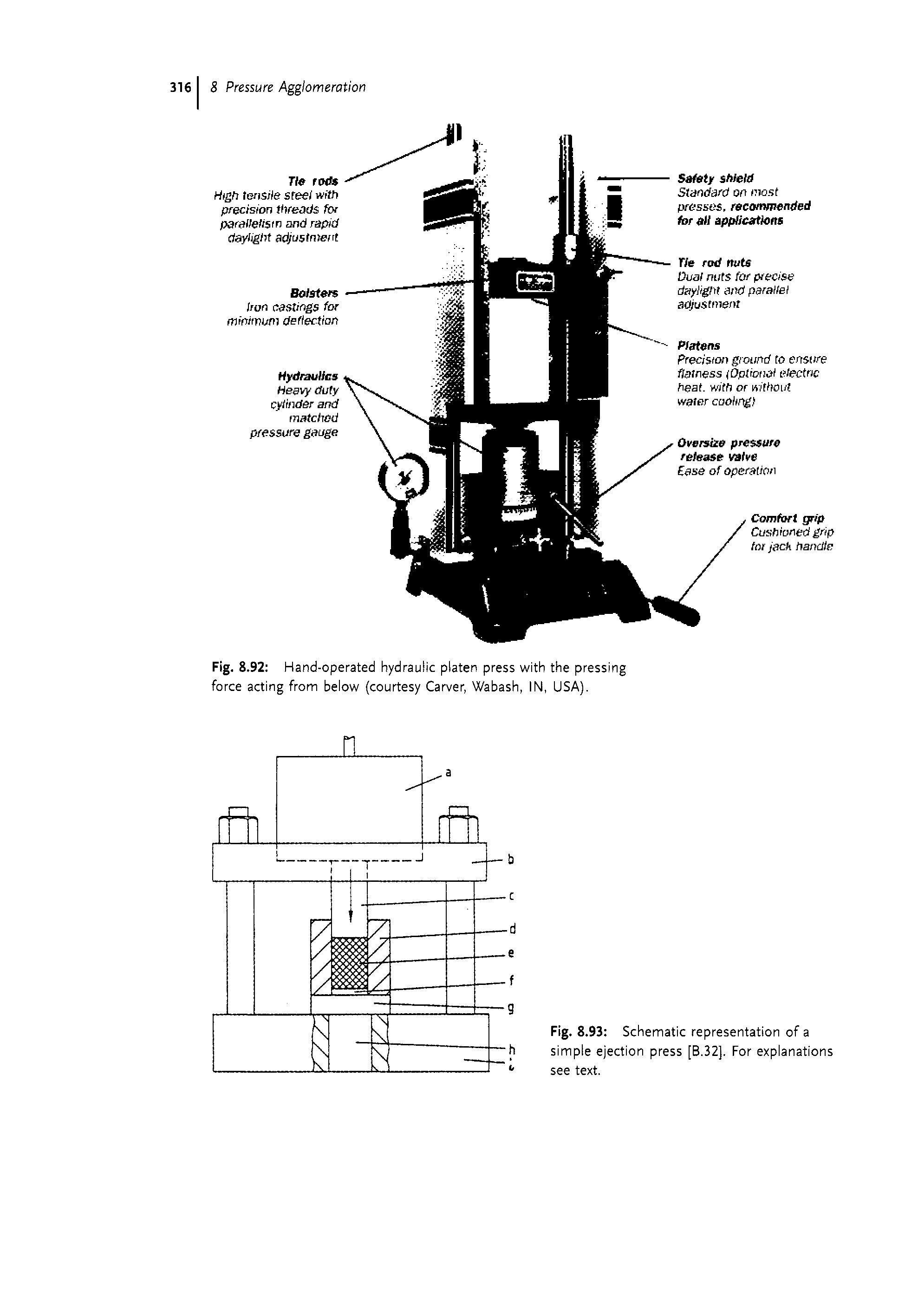 Fig. 8.92 Hand-operated hydraulic platen press with the pressing force acting from below (courtesy Carver, Wabash, IN, USA).