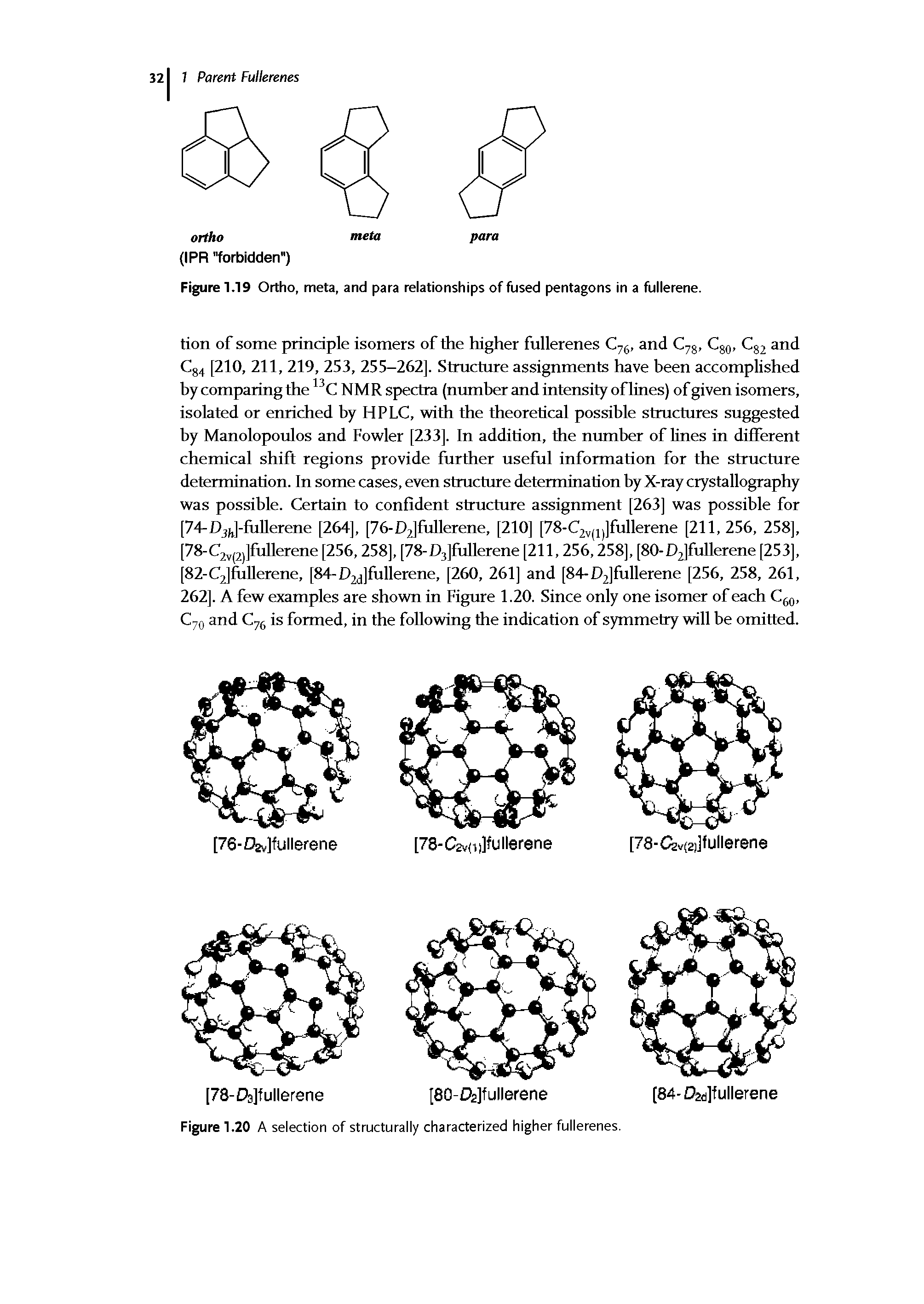 Figure 1.20 A selection of structurally characterized higher fullerenes.