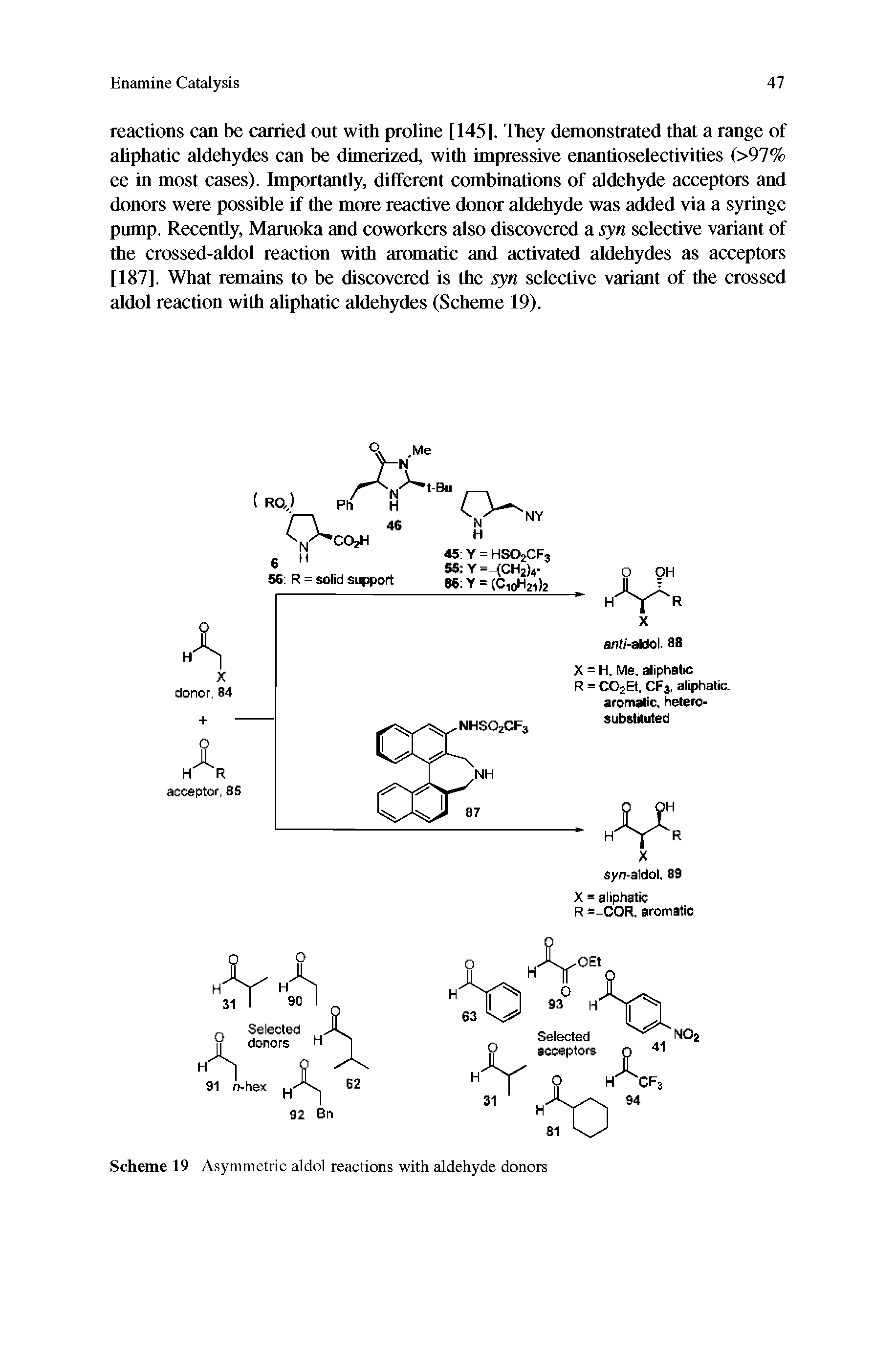 Scheme 19 Asymmetric aldol reactions with aldehyde donors...