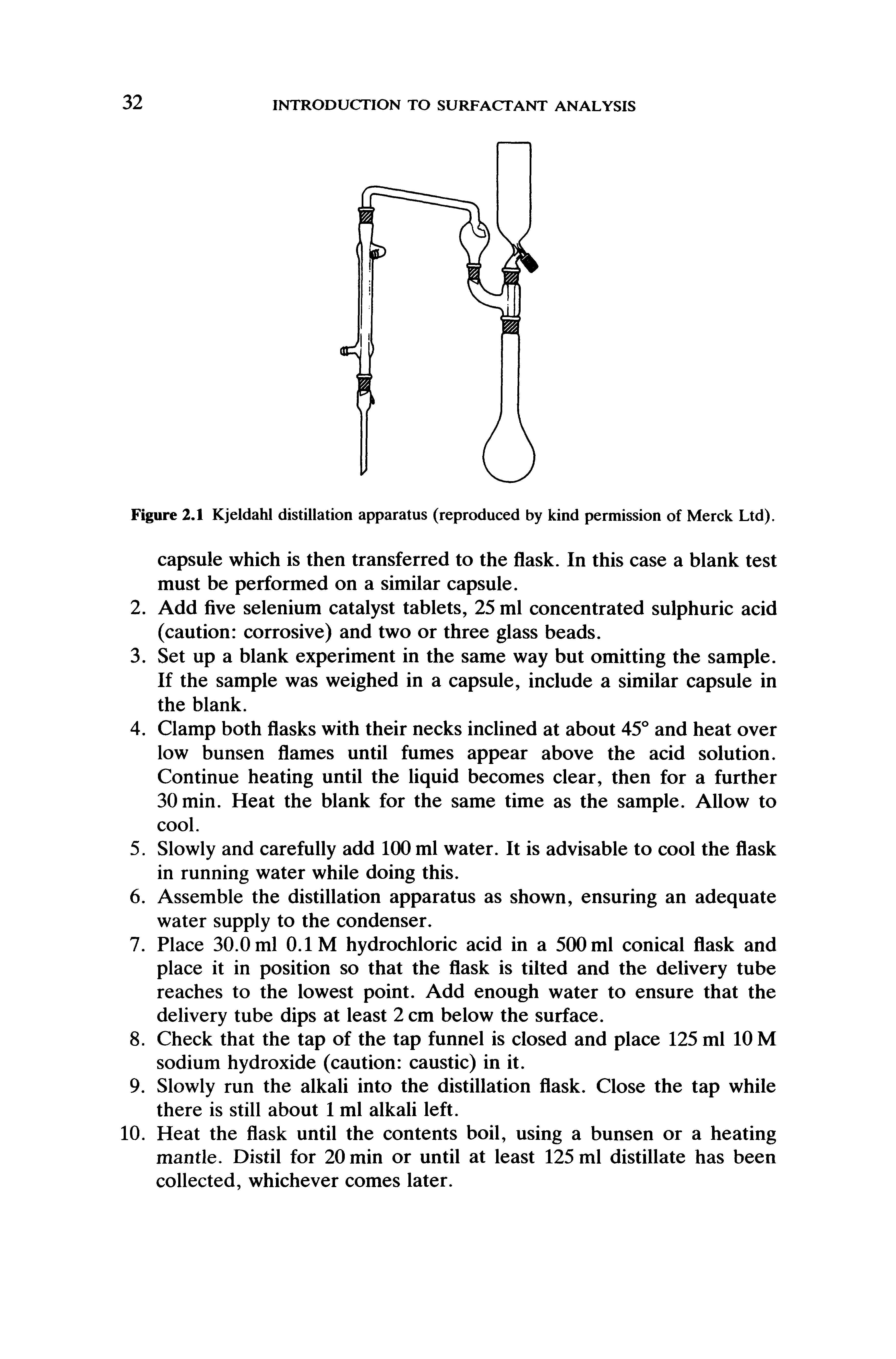 Figure 2.1 Kjeldahl distillation apparatus (reproduced by kind permission of Merck Ltd).