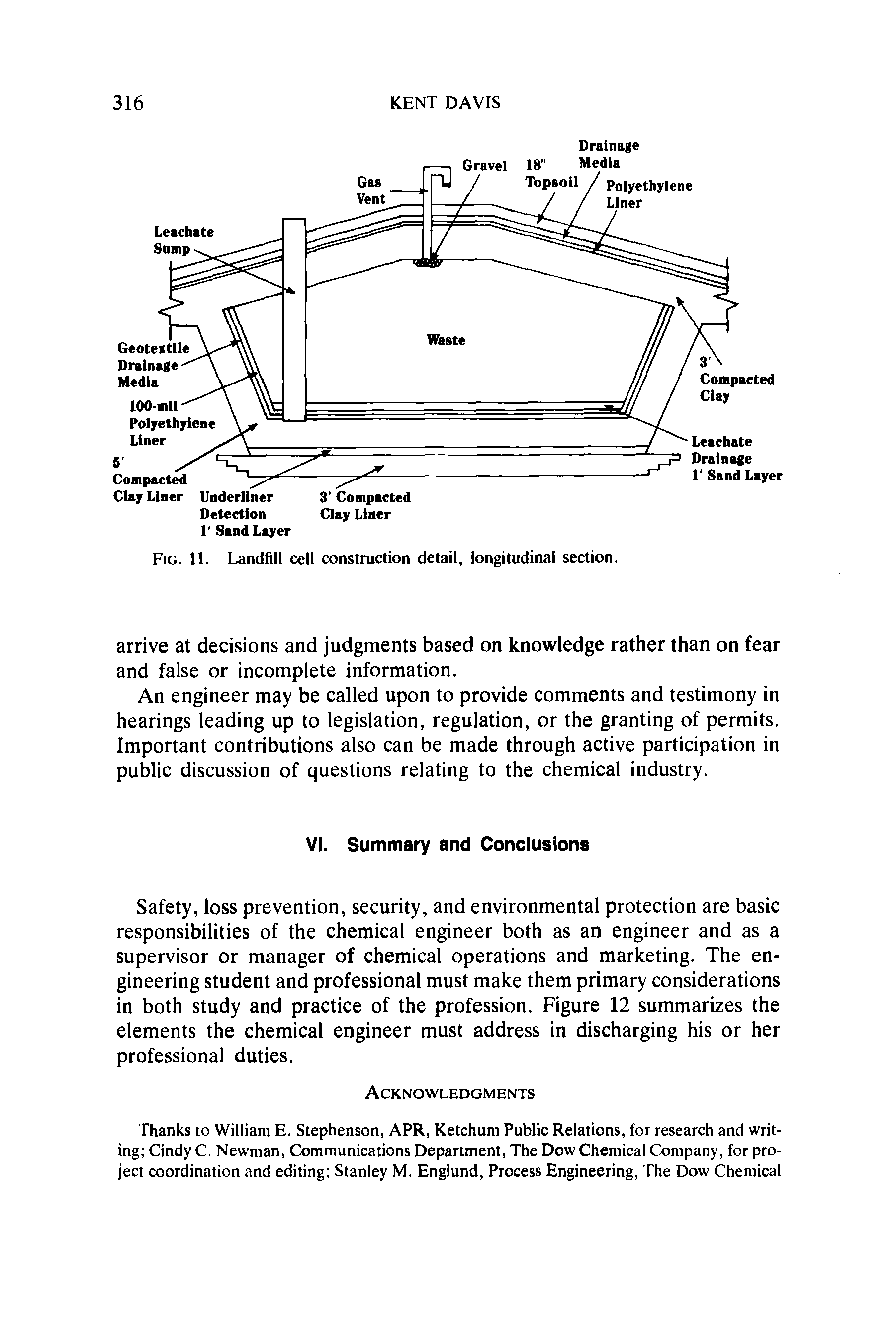 Fig. 11. Landfill cell construction detail, longitudinal section.