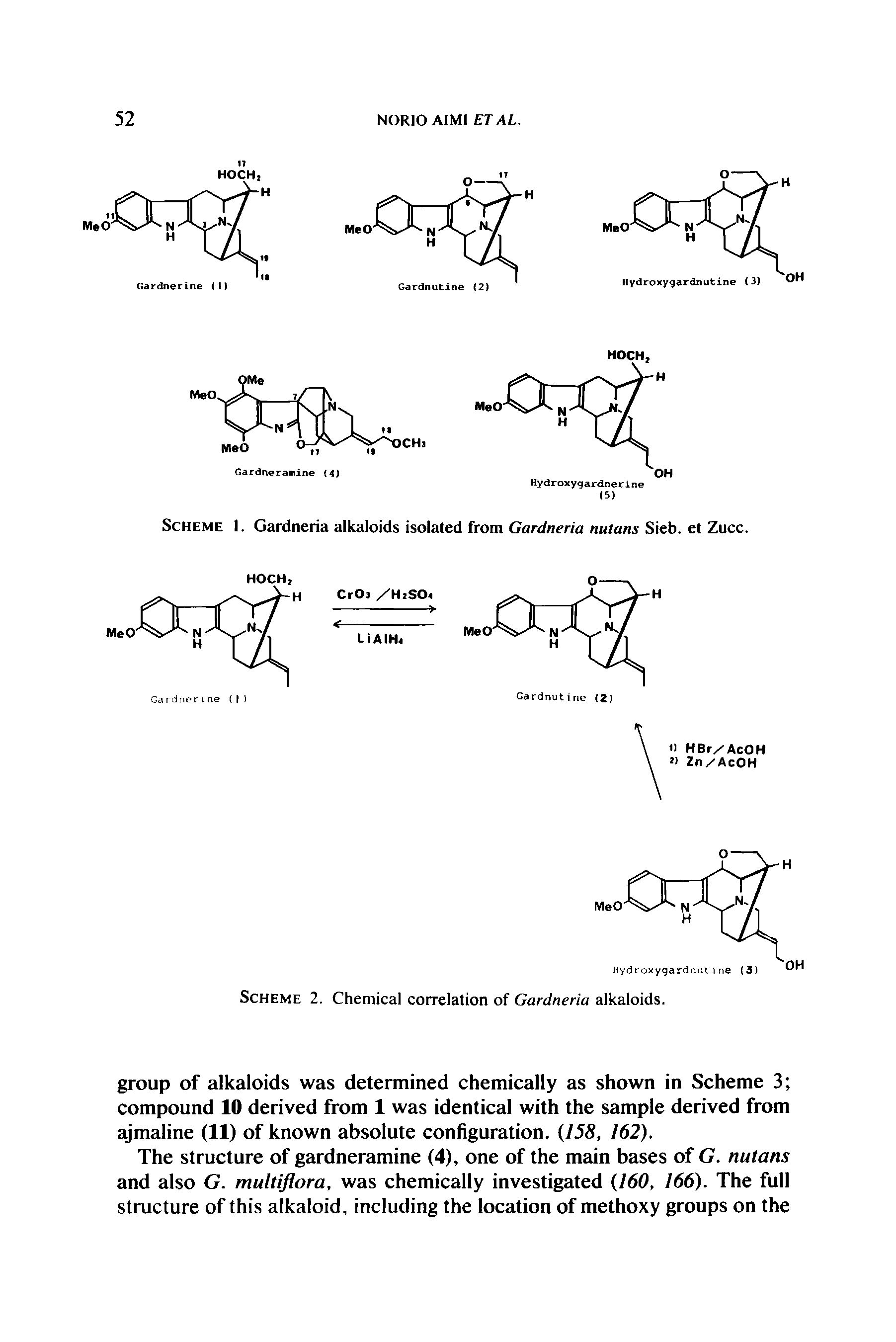 Scheme I. Gardneria alkaloids isolated from Gardneria nutans Sieb. et Zucc.