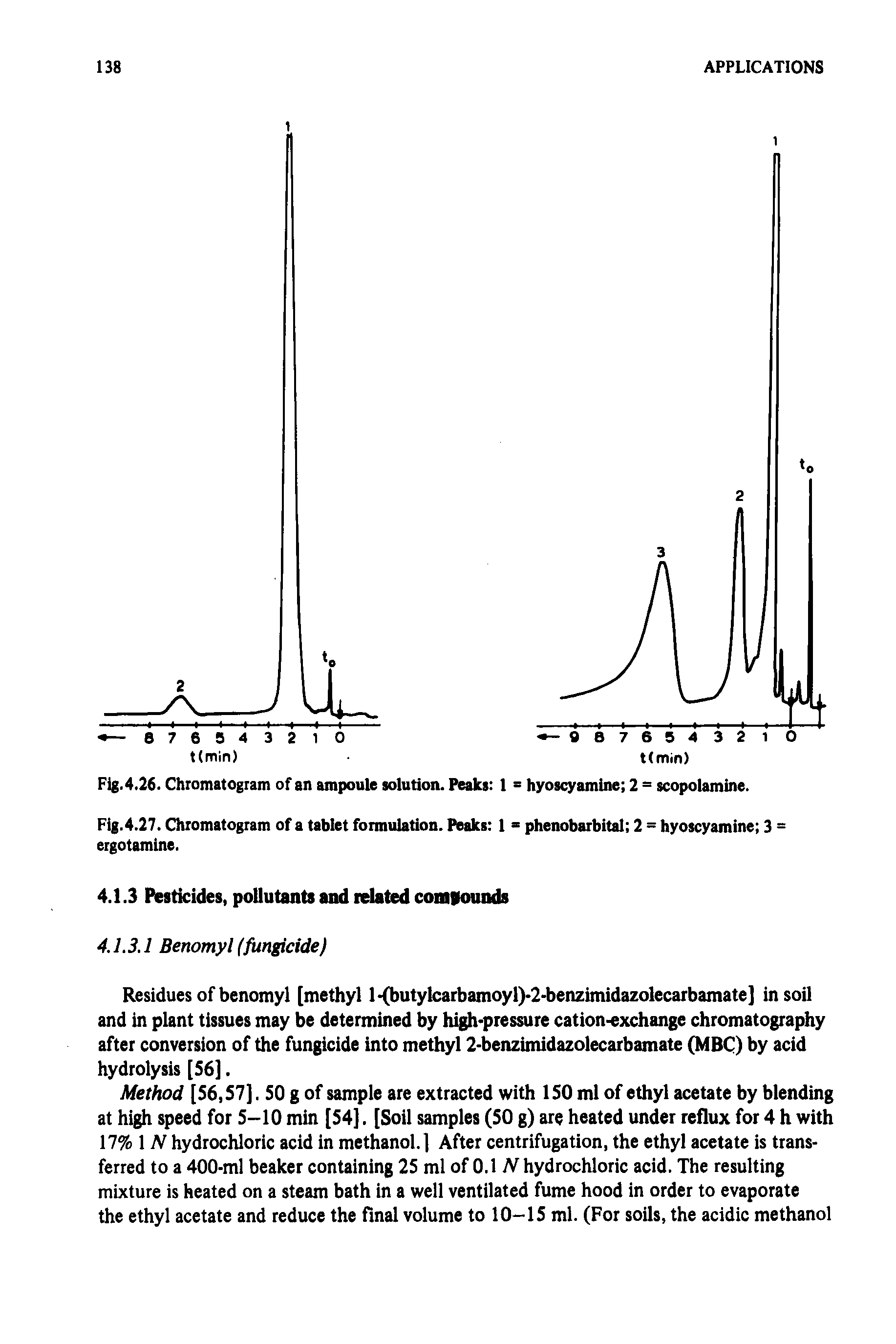 Fig.4.26. Chromatogram of an ampoule solution. Peaks 1 = hyoscyamine 2 = scopolamine.
