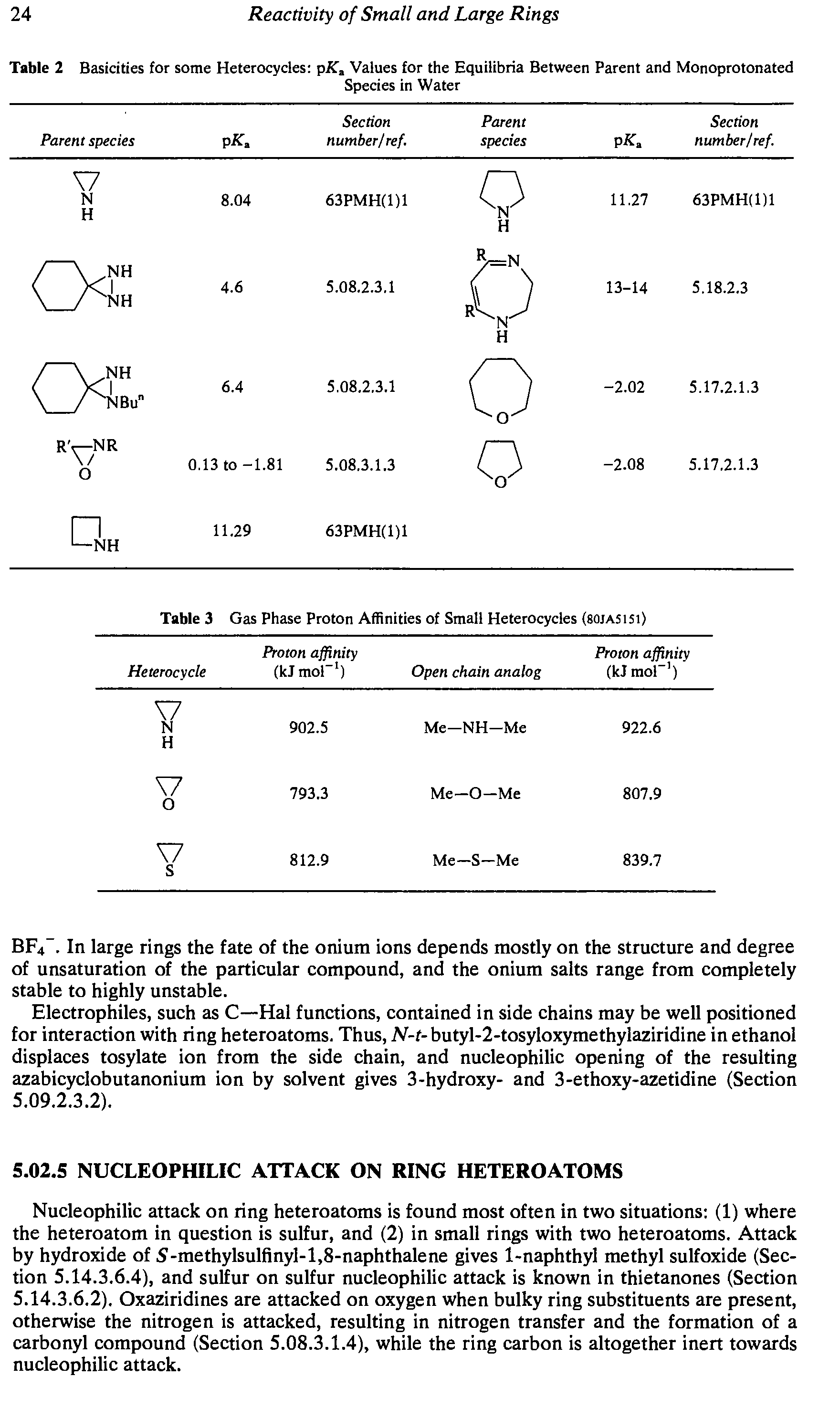 Table 3 Gas Phase Proton Affinities of Small Heteroeyeles (sojASiSi)...