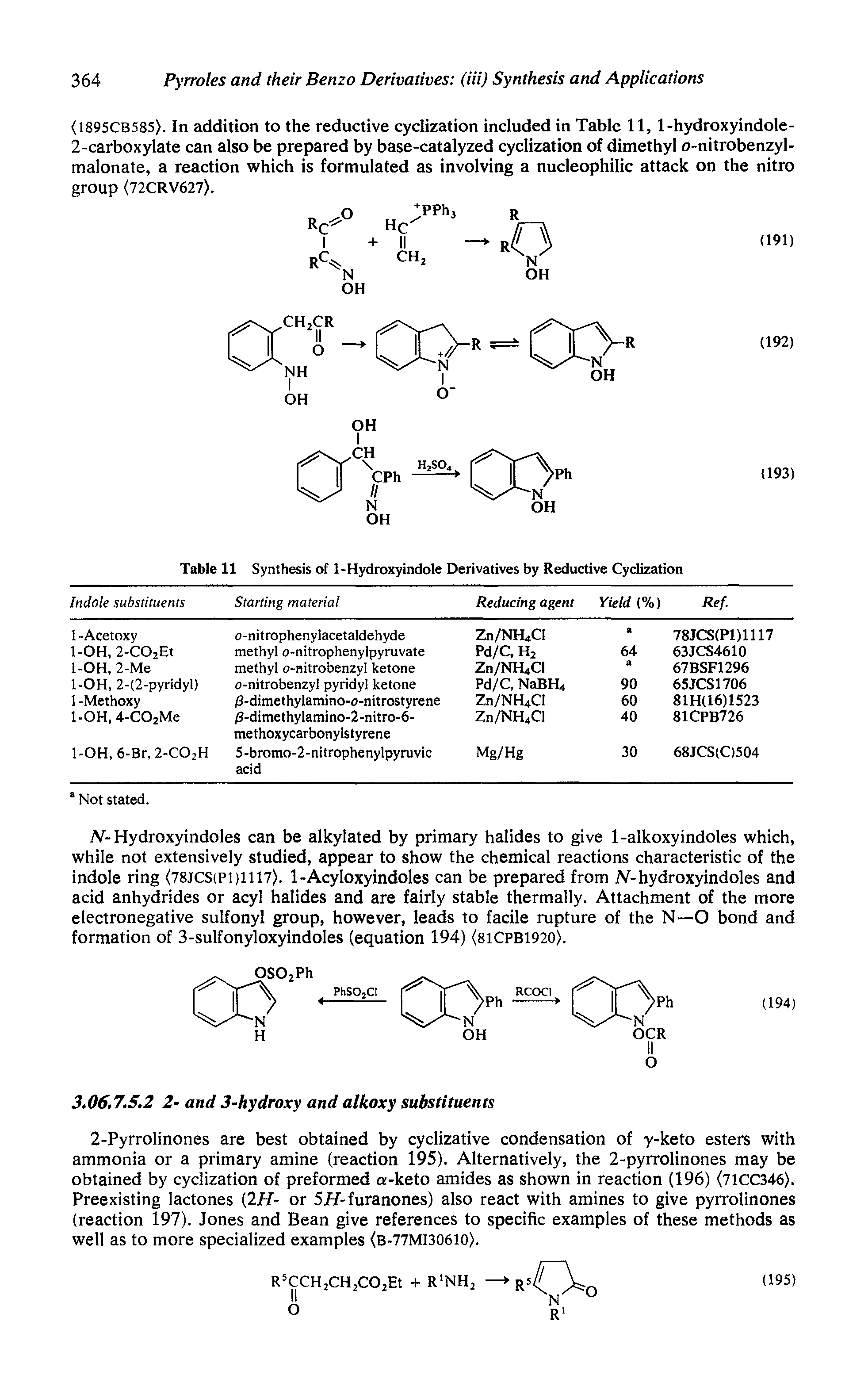 Table 11 Synthesis of 1-Hydroxyindole Derivatives by Reductive Cyclization...
