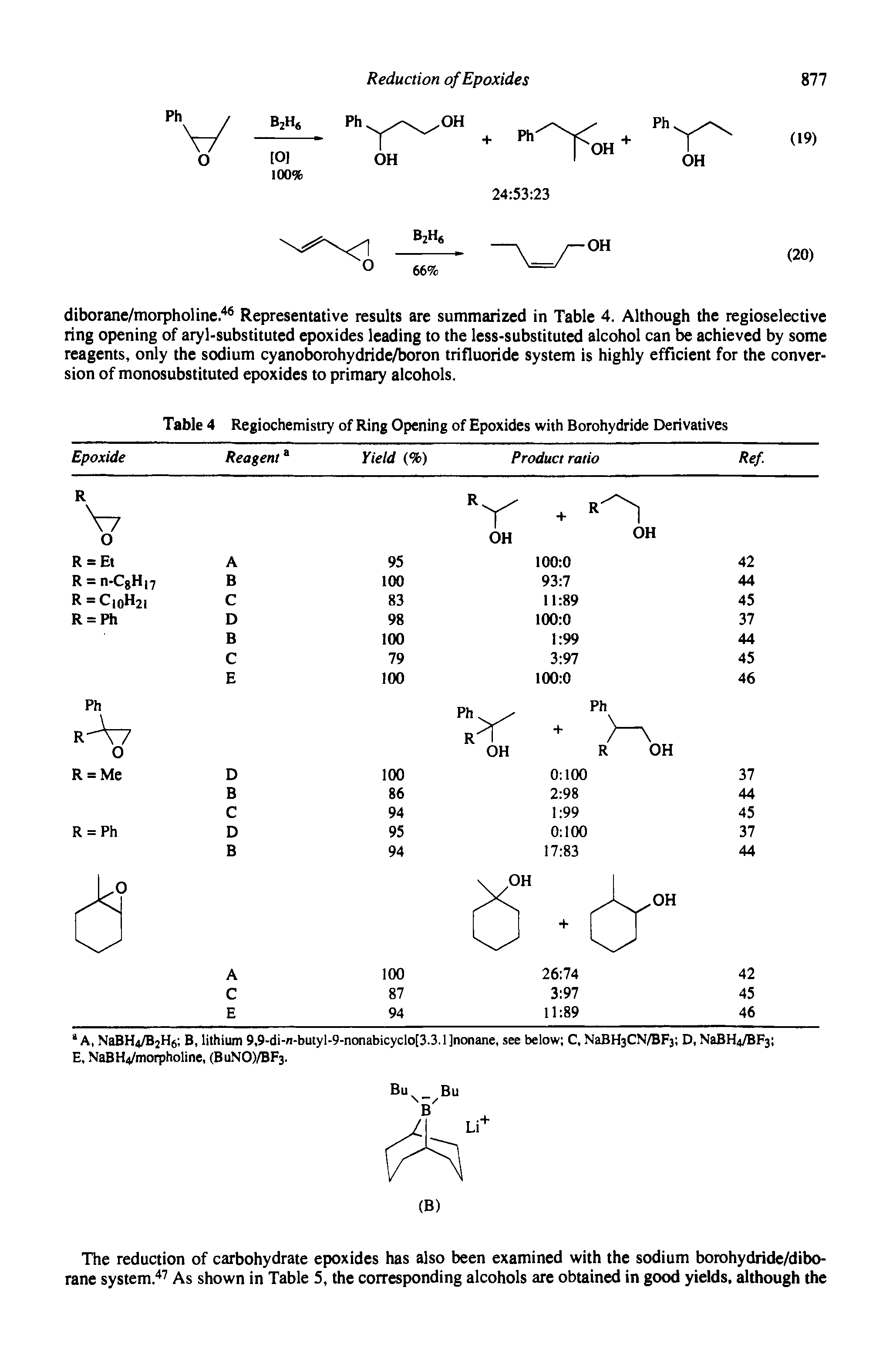 Table 4 Regiochemistry of Ring Opening of Epoxides with Borohydride Derivatives...