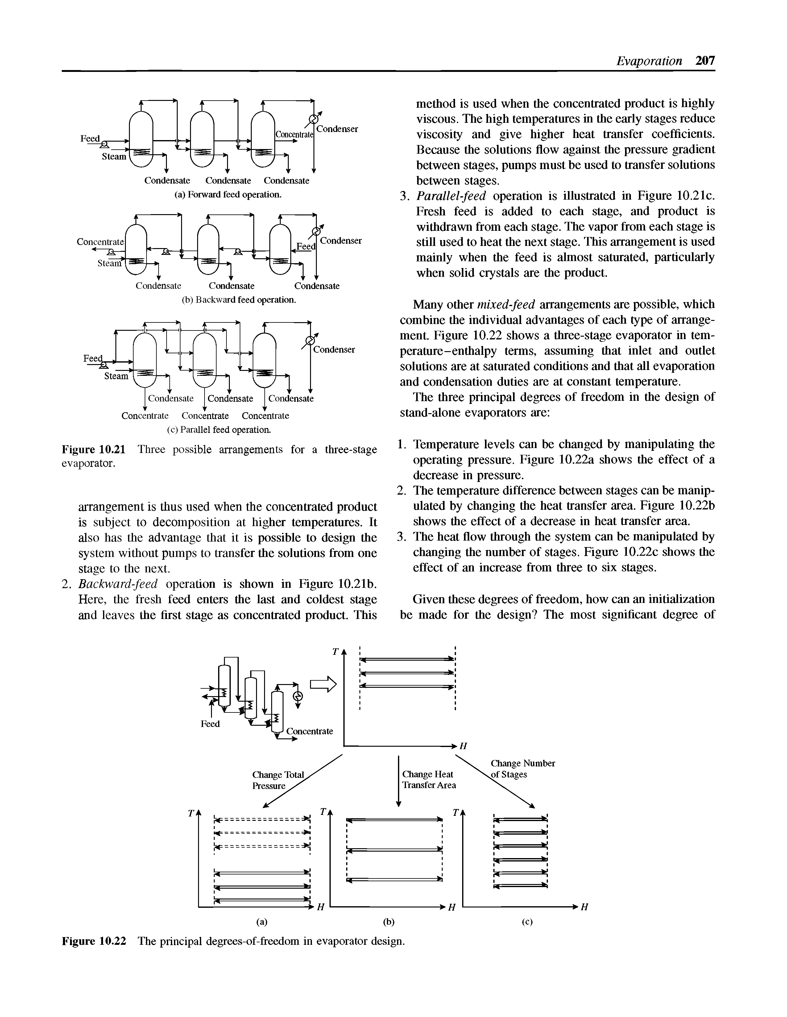 Figure 10.22 The principal degrees-of-freedom in evaporator design.