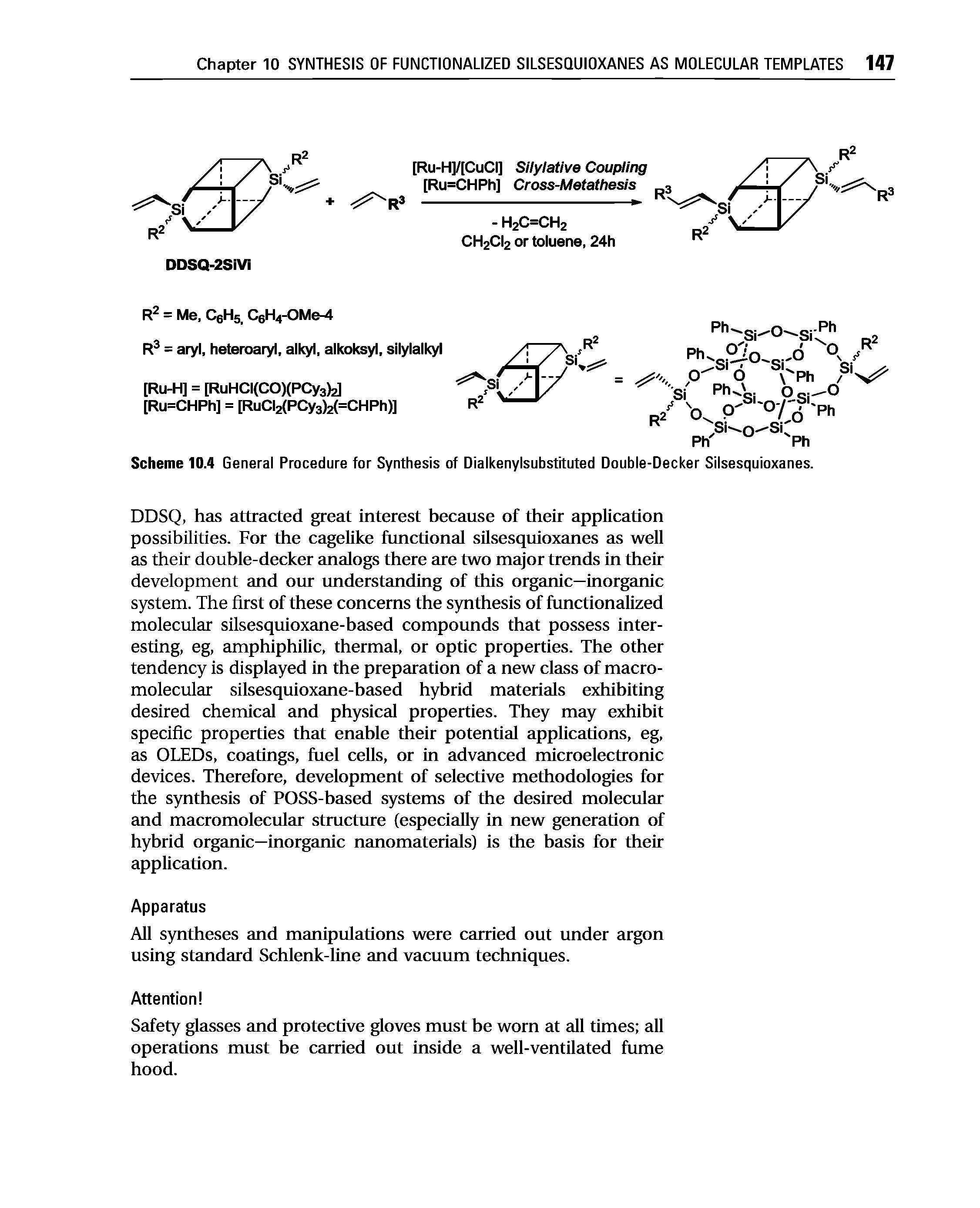 Scheme 10.4 General Procedure for Synthesis of Dialkenylsubstituted Double-Decker Silsesquioxanes.