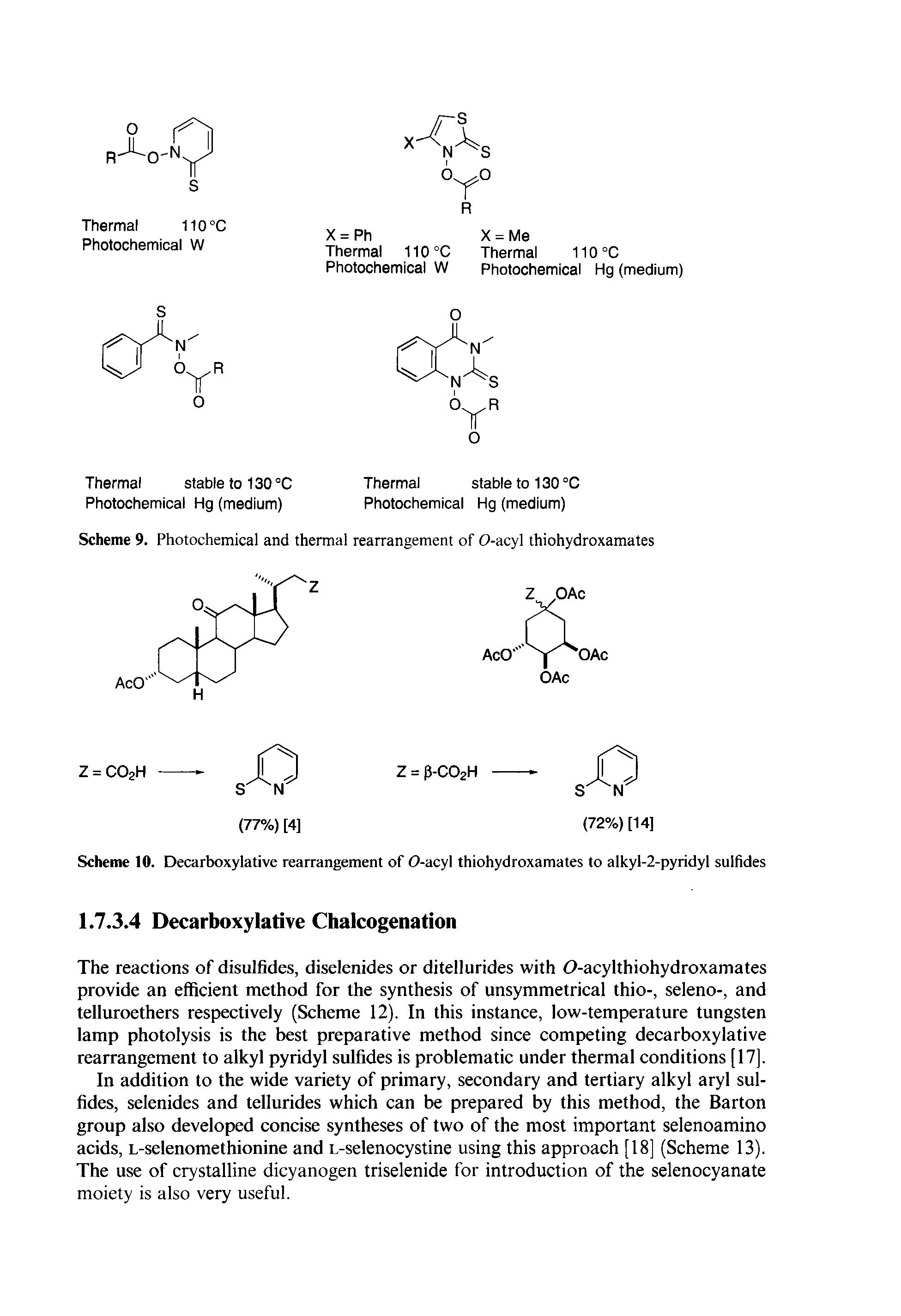 Scheme 10. Decarboxylative rearrangement of 0-acyl thiohydroxamates to alkyl-2-pyridyl sulfides...