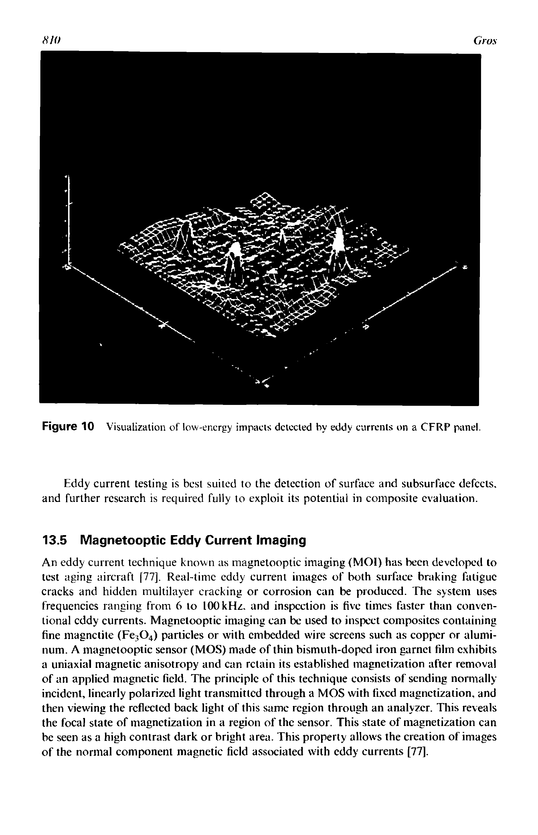 Figure 10 Visualization of low-energy impacts detected by eddy currents on a CFRP panel.