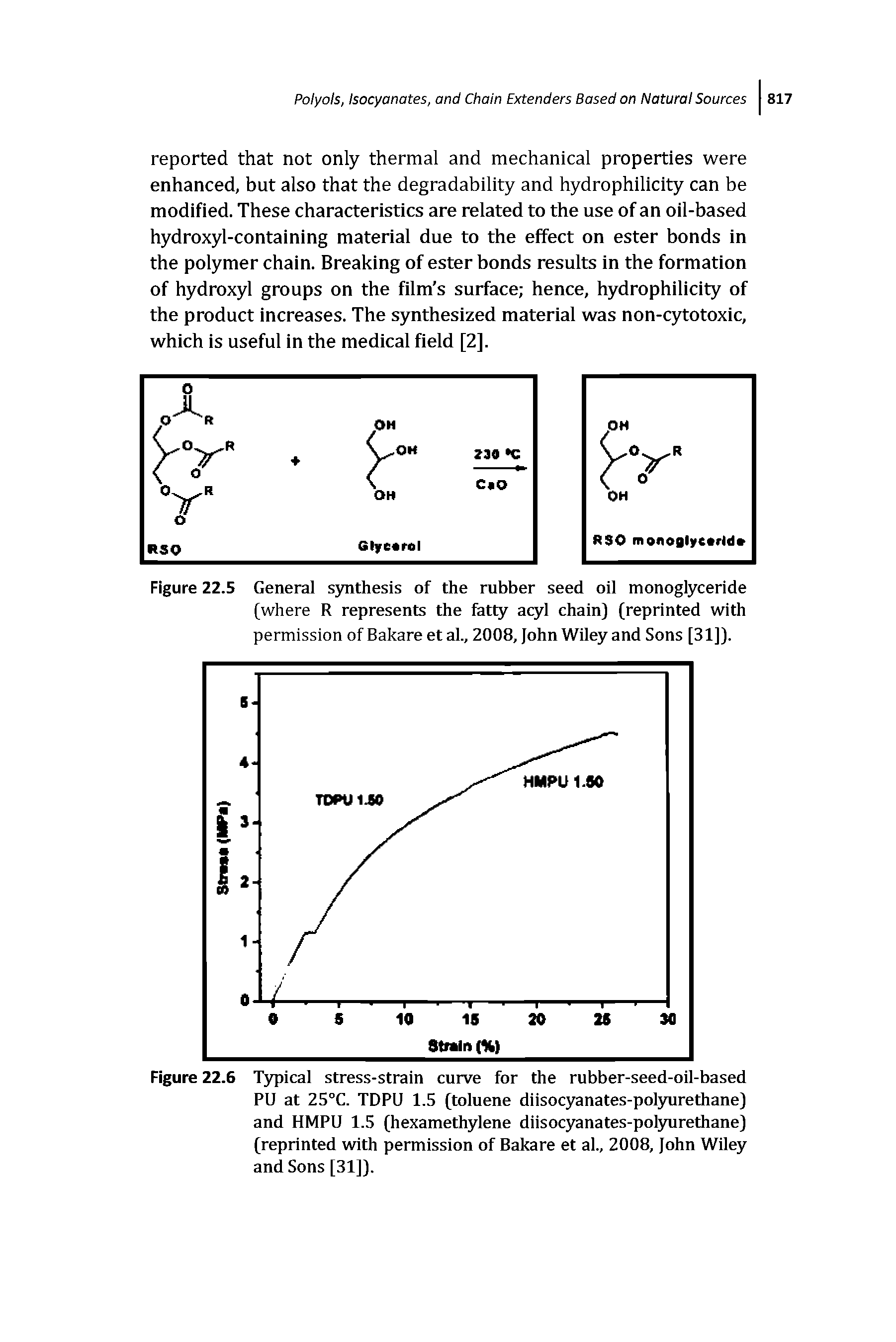 Figure 22.5 General synthesis of the rubber seed oil monoglyceride (where R represents the fatty acyl chain] (reprinted with permission of Bakare etal., 2008, John Wiley and Sons [31]).