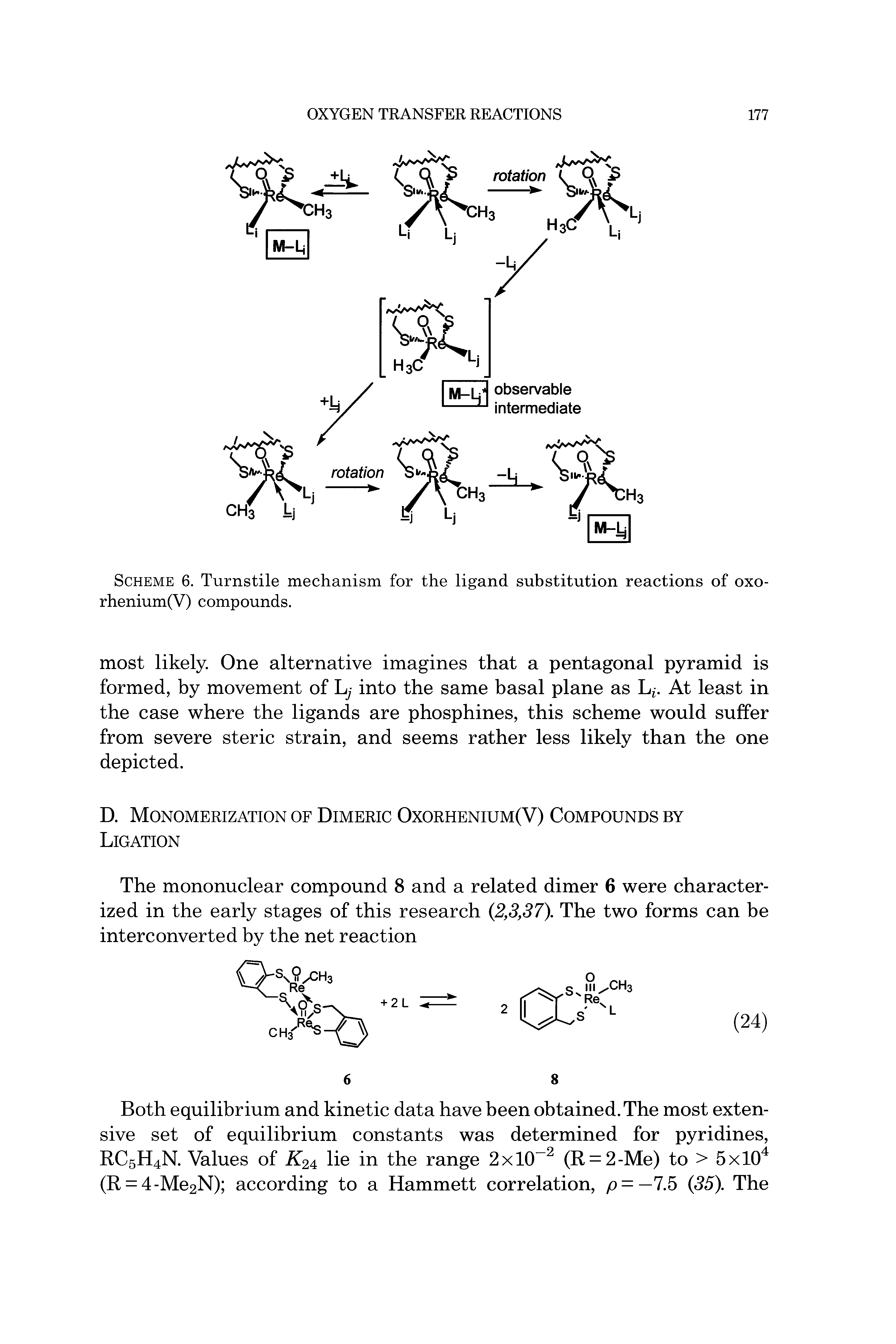 Scheme 6. Turnstile mechanism for the ligand substitution reactions of oxo-rhenium(V) compounds.