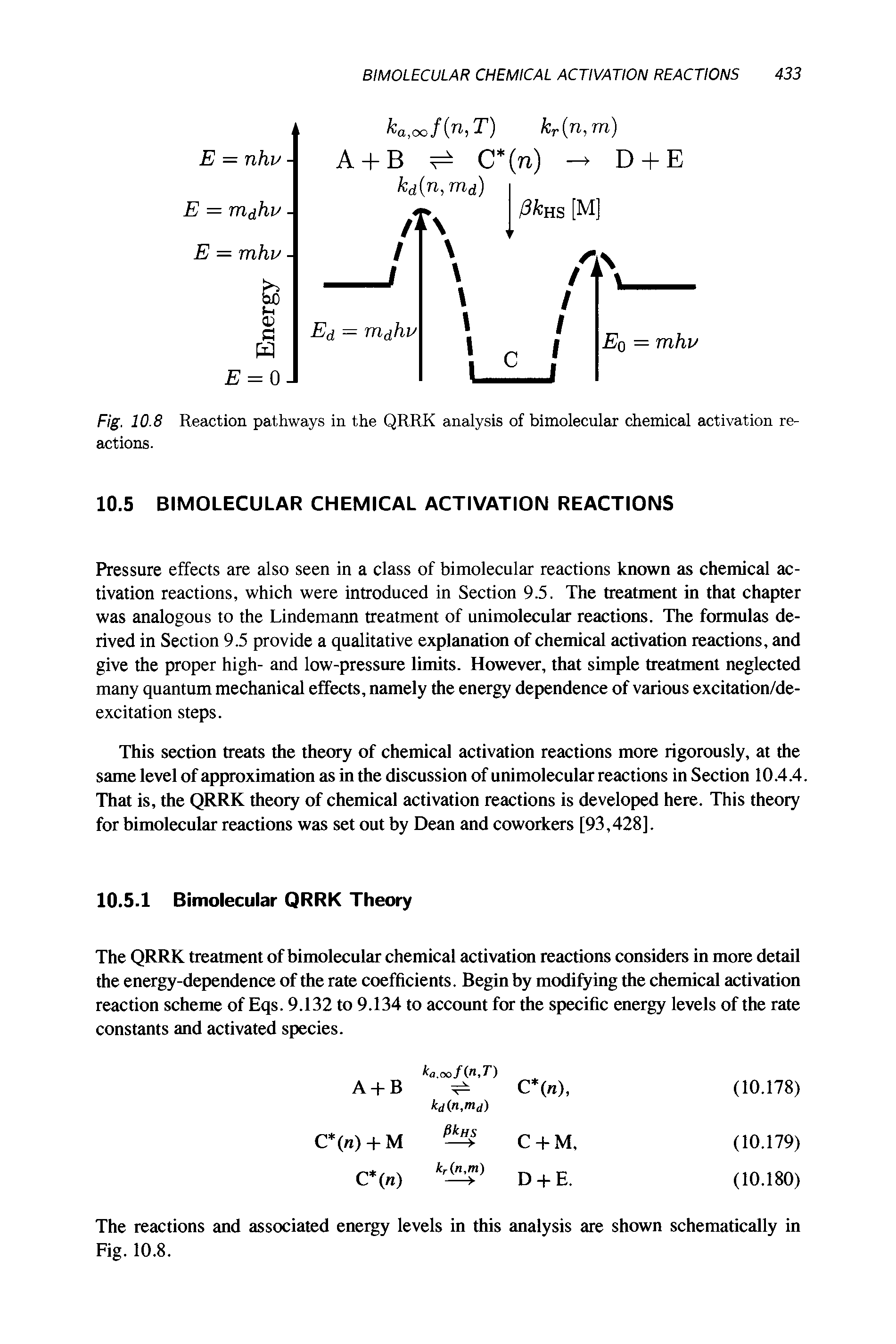 Fig. 10.8 Reaction pathways in the QRRK analysis of bimolecular chemical activation reactions.