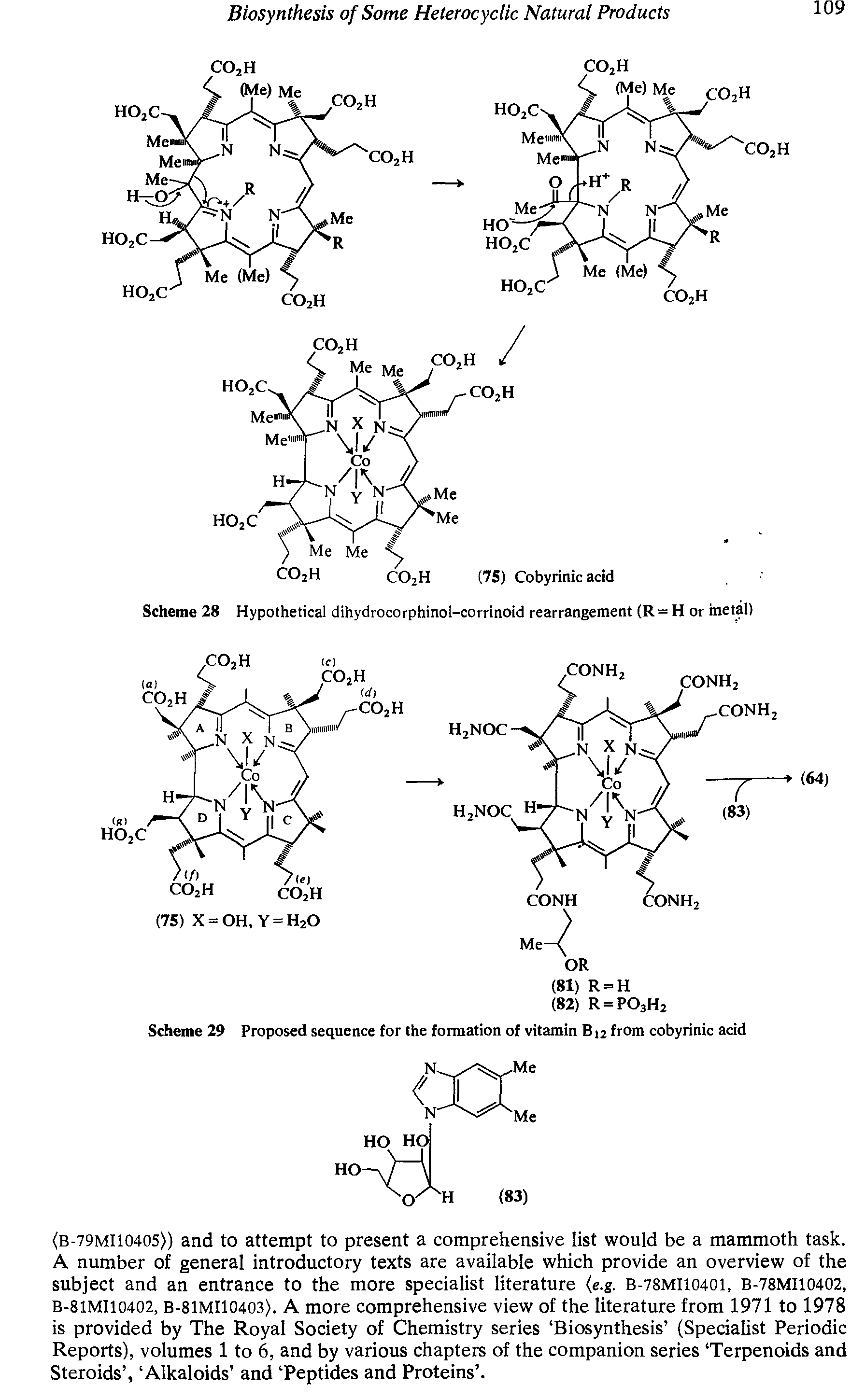 Scheme 29 Proposed sequence for the formation of vitamin Bj2 from cobyrinic acid...