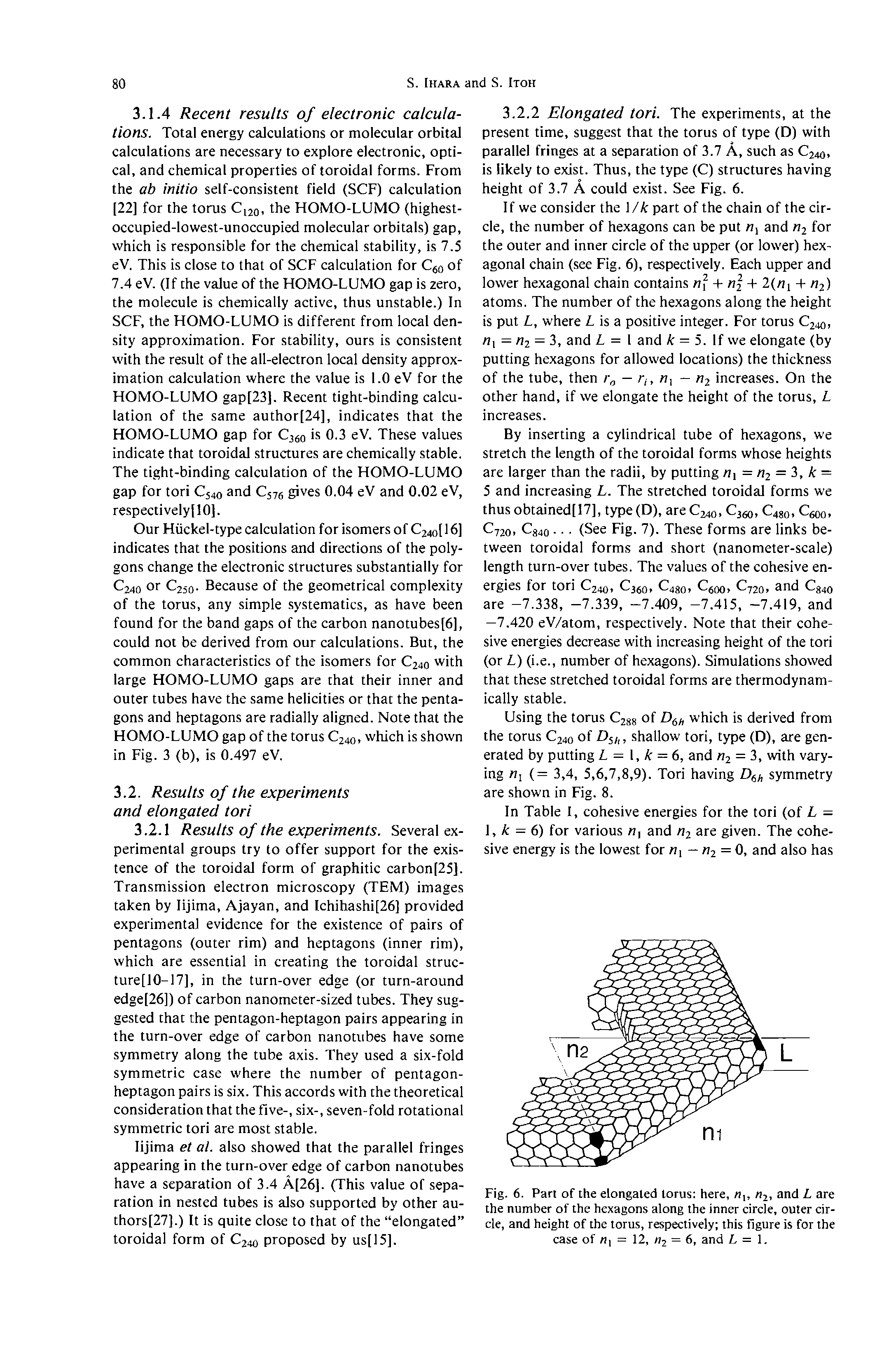 Fig. 6. Part of the elongated torus here, 2. sad L are the number of the hexagons along the inner circle, outer circle, and height of the torus, respectively this figure is for the case of i = 12, = 6, and L =. ...