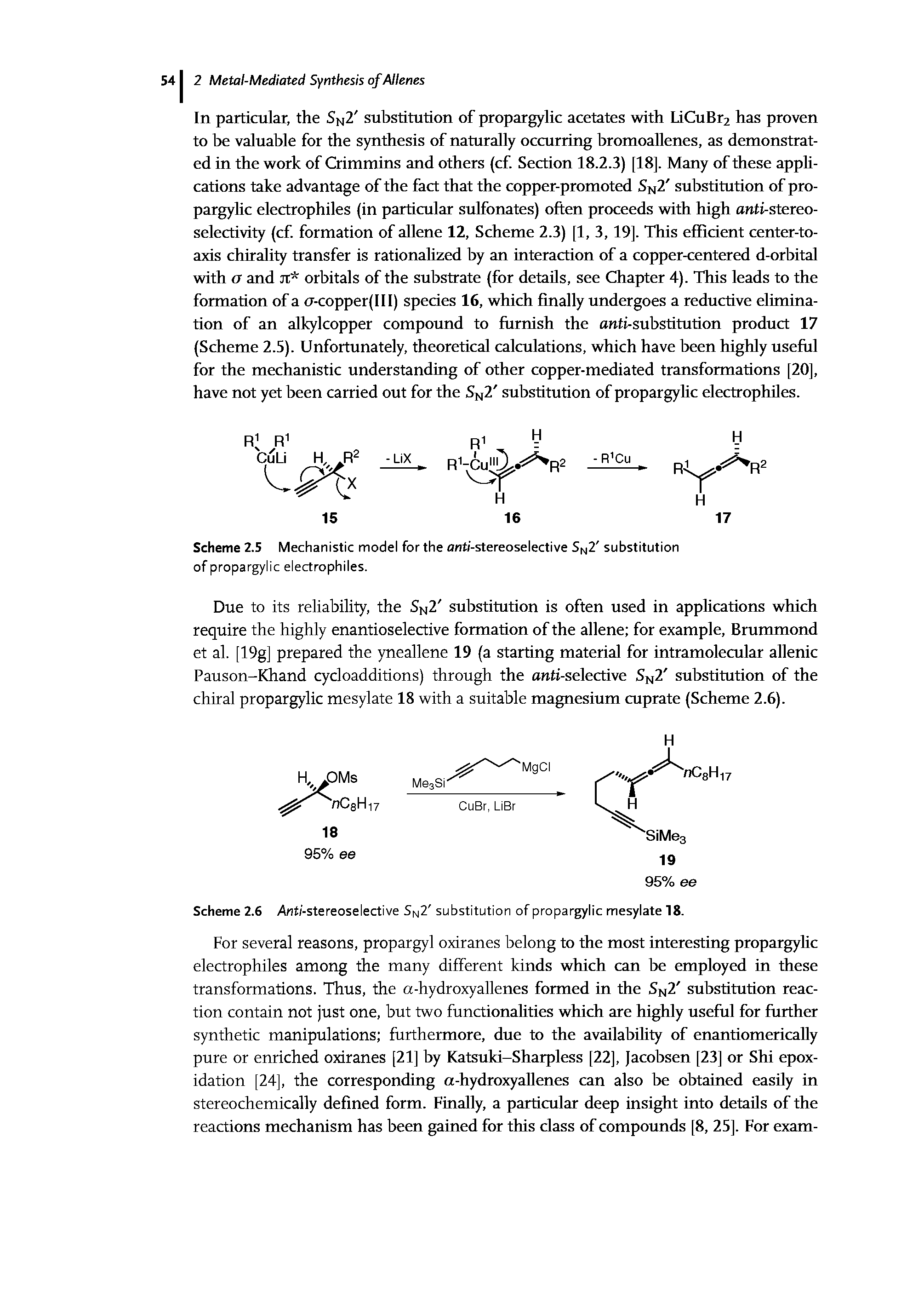 Scheme 2.6 Anti-stereoselective SN2 substitution of propargylic mesylate 18.