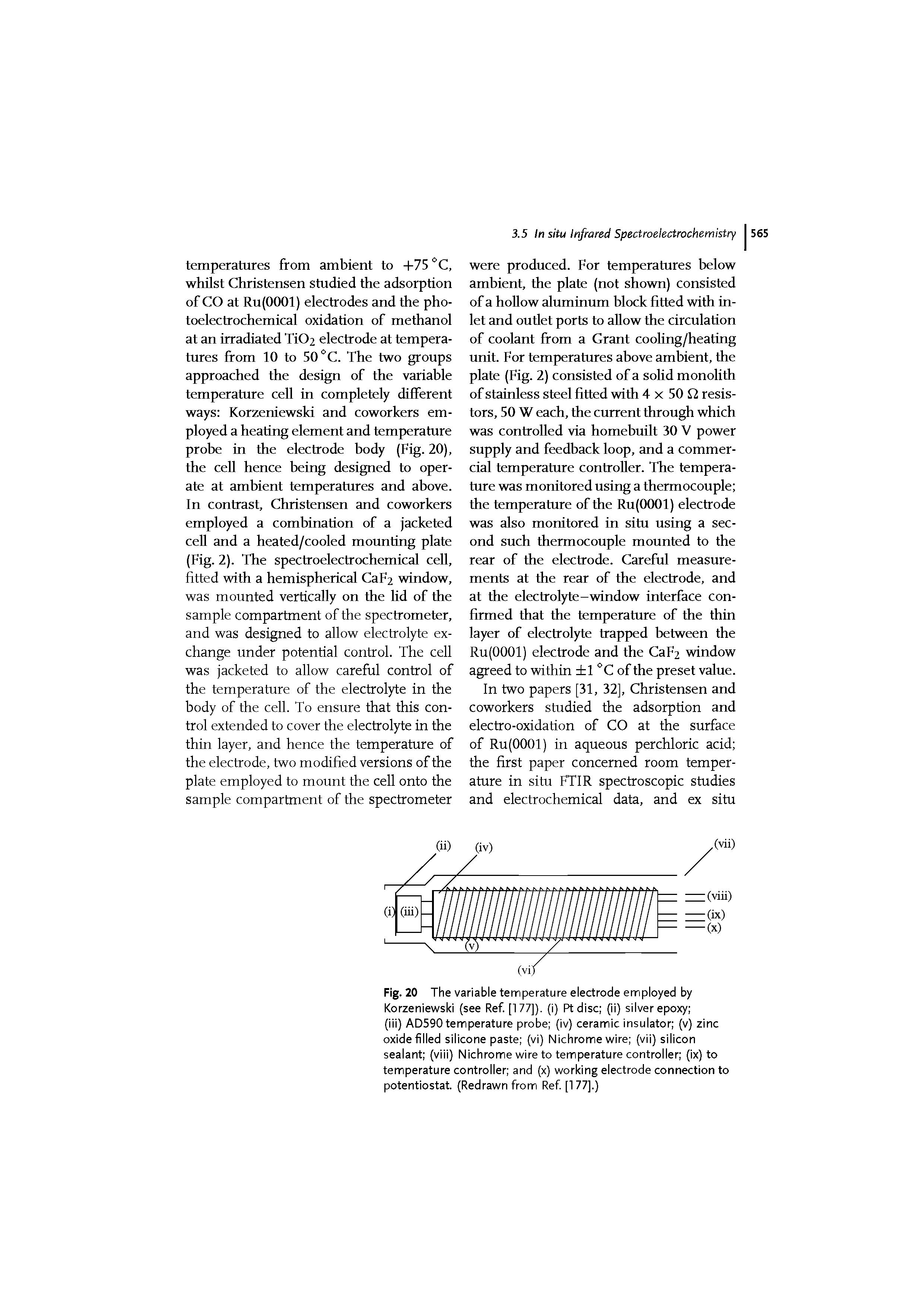 Fig. 20 The variable temperature electrode employed by Korzeniewski (see Ref. [177]). (i) Rdisc (ii) silver epoxy ...