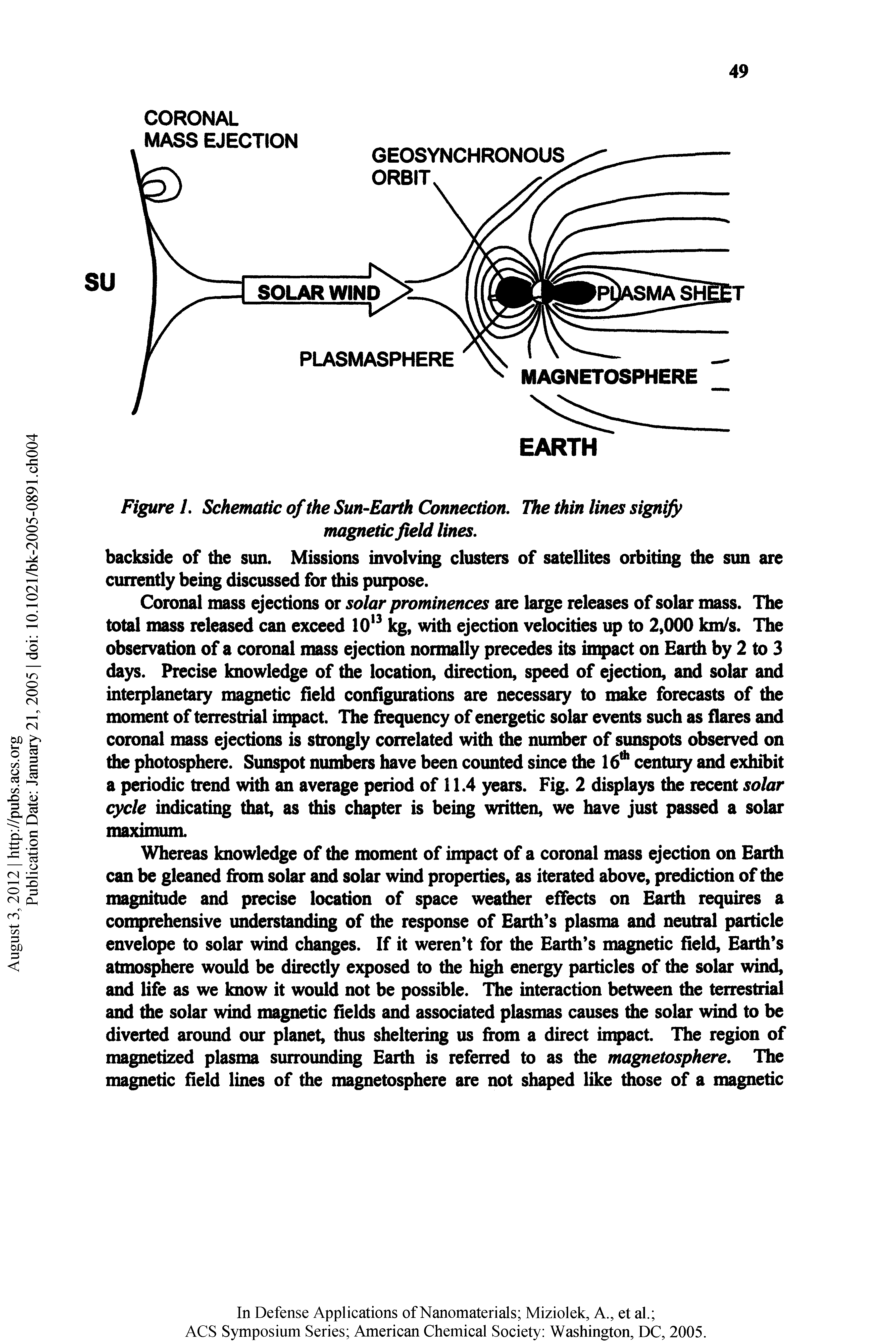 Figure 1. Schematic of the Sun-Earth Connection. The thin lines signify magnetic field lines.