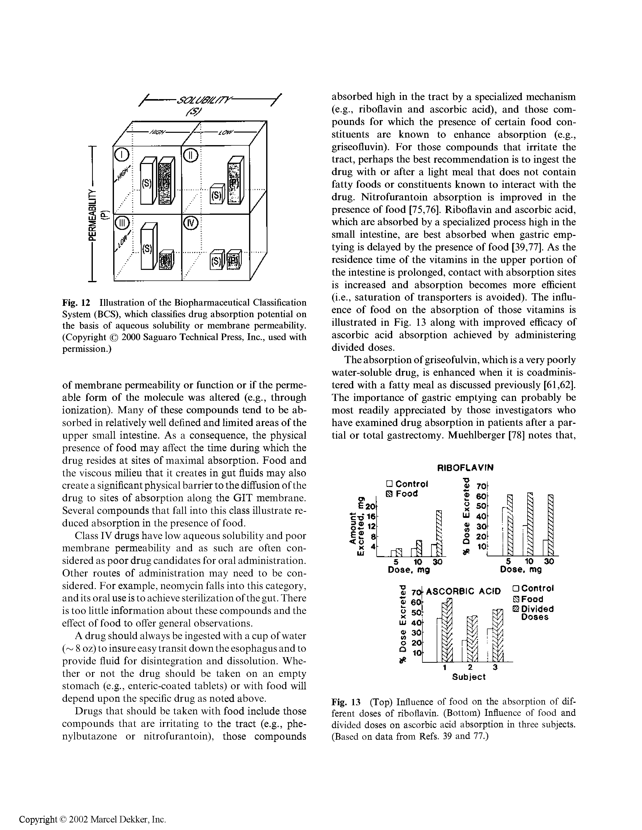 Fig. 12 Illustration of the Biopharmaceutical Classification System (BCS), which classifies drug absorption potential on the basis of aqueous solubility or membrane permeability. (Copyright 2000 Saguaro Technical Press, Inc., used with permission.)...