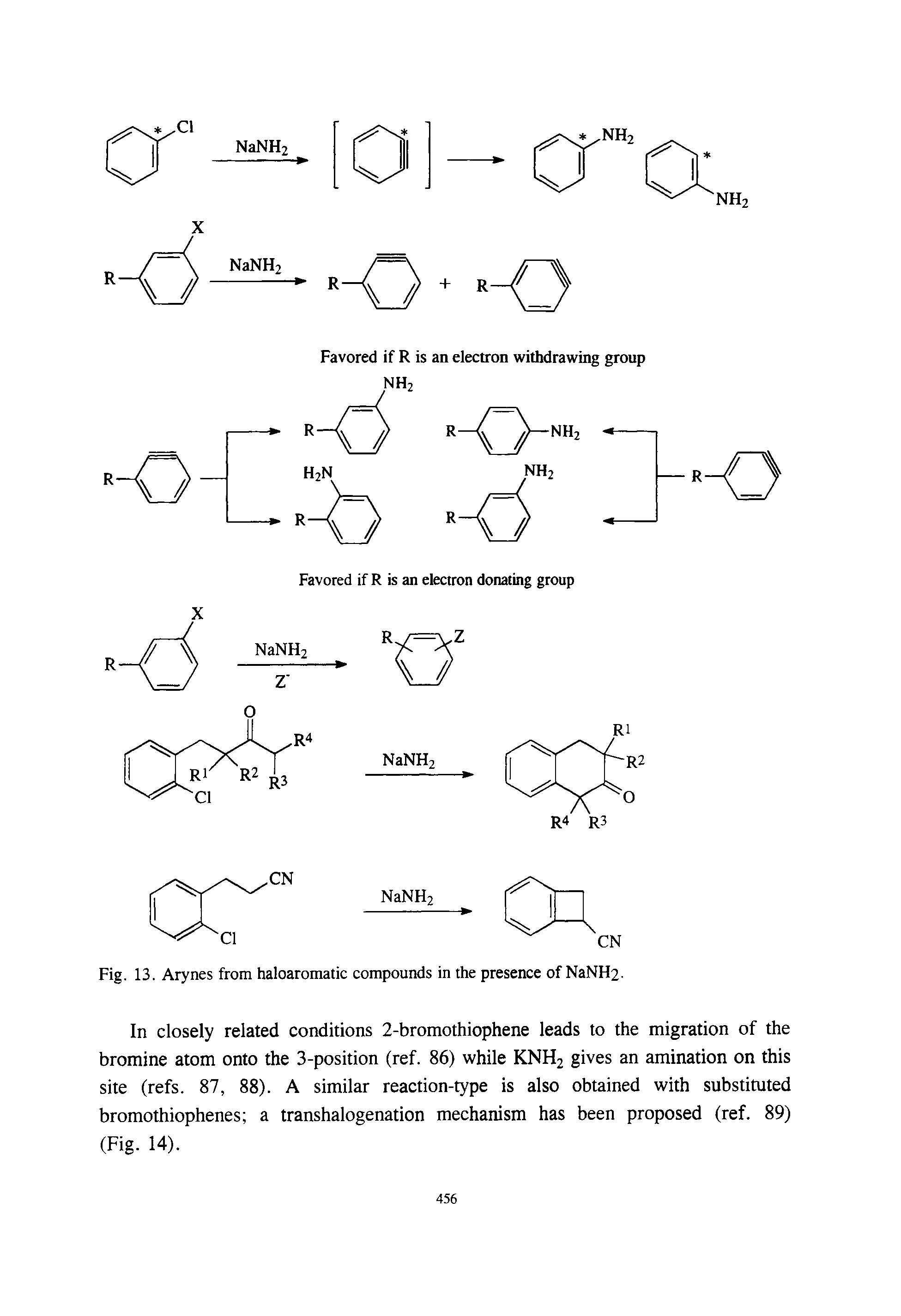 Fig. 13. Arynes from haloaromatic compounds in the presence of NaNH2-...