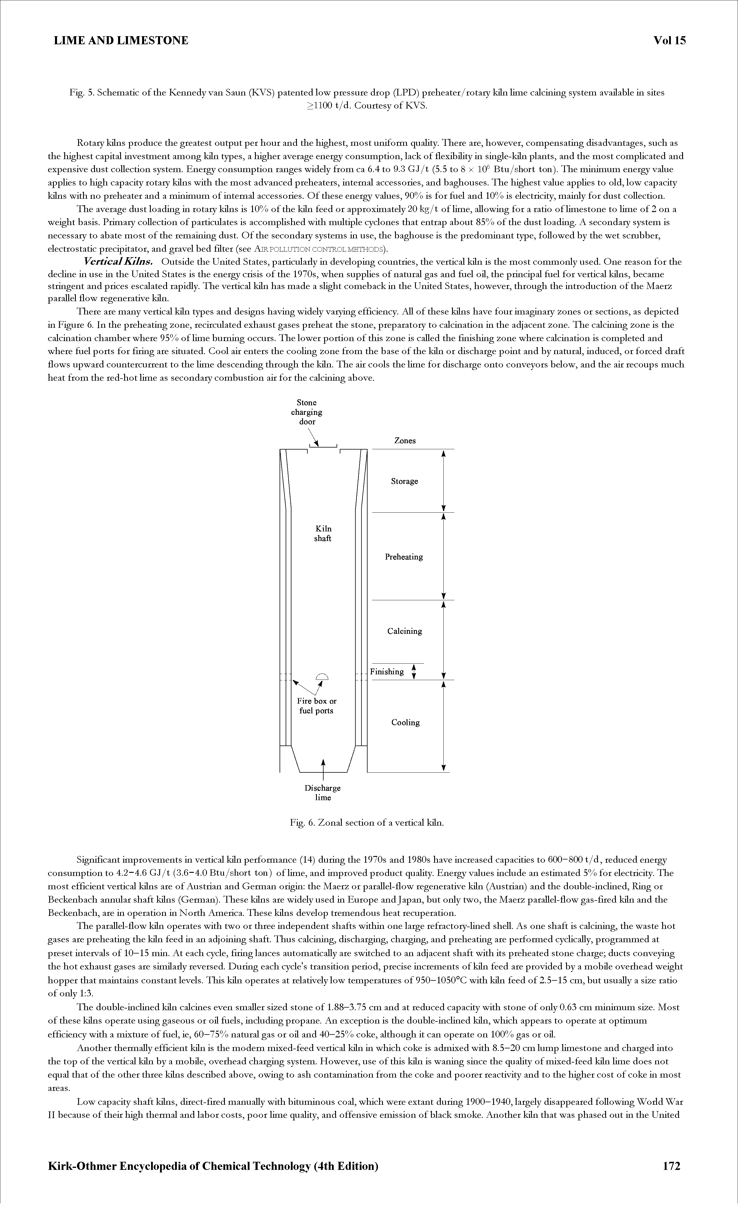 Fig. 5. Schematic of the Kennedy van Saun (KVS) patented low pressure drop (LPD) preheater/rotary kiln lime calcining system available in sites...