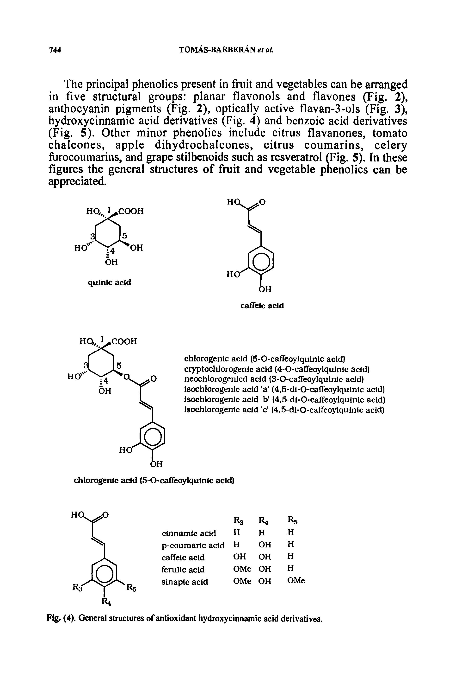 Fig. (4). General structures of antioxidant hydroxycinnamic acid derivatives.