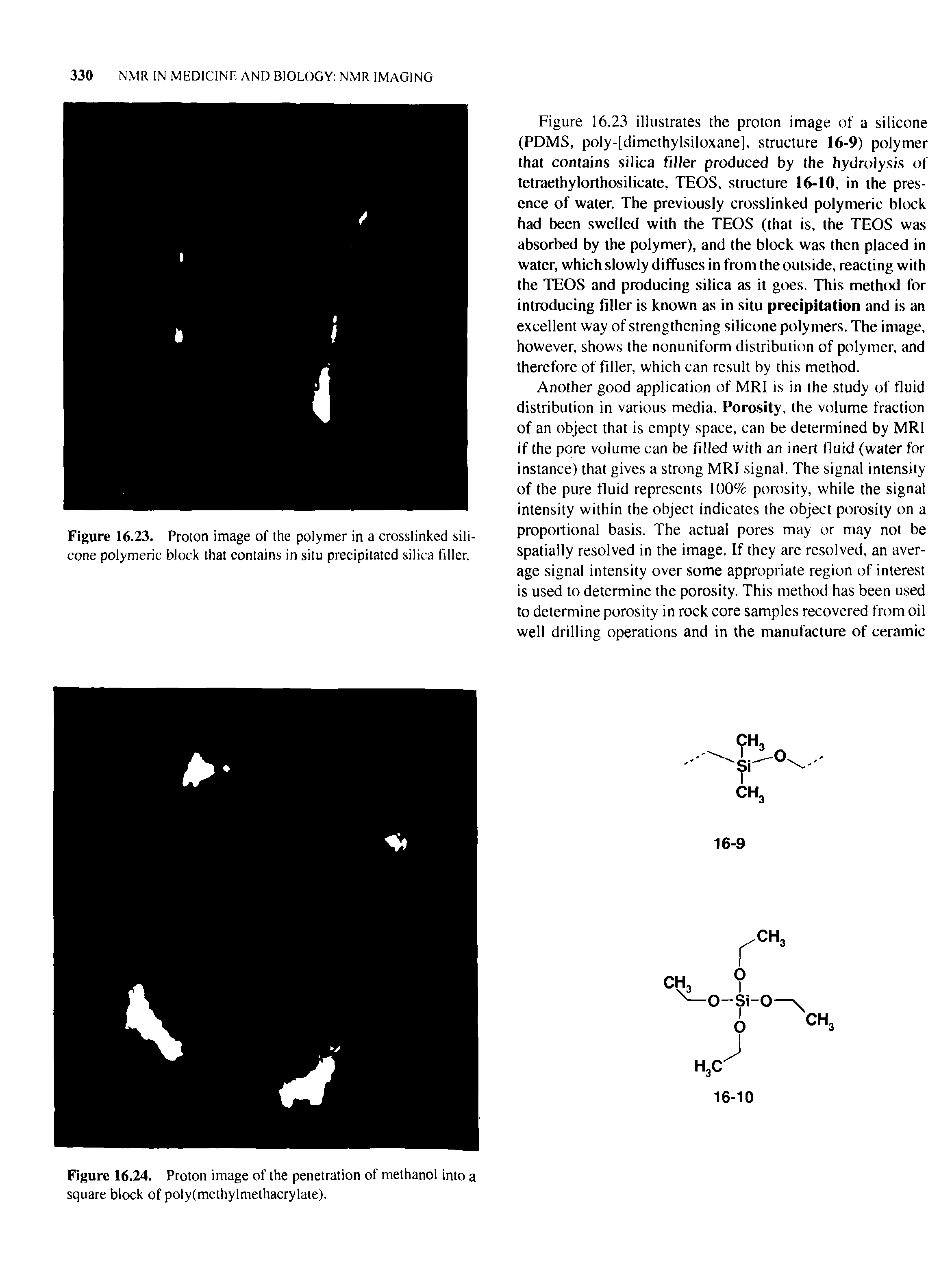Figure 16.23. Proton image of the polymer in a crosslinked silicone polymeric block that contains in situ precipitated silica filler.