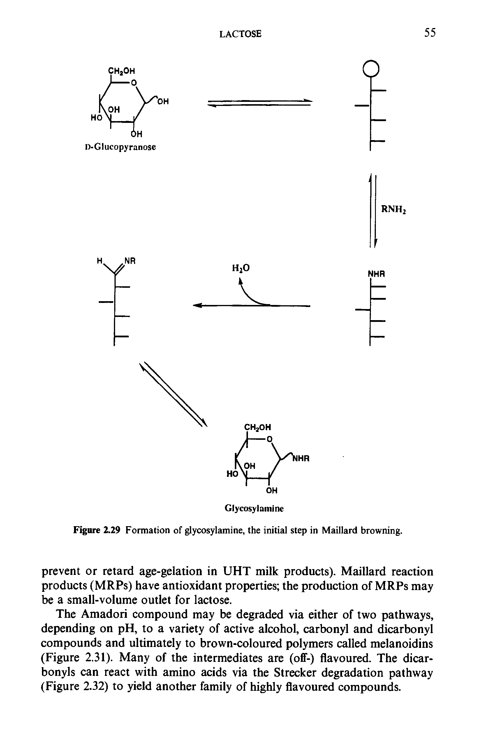 Figure 2.29 Formation of glycosylamine, the initial step in Maillard browning.