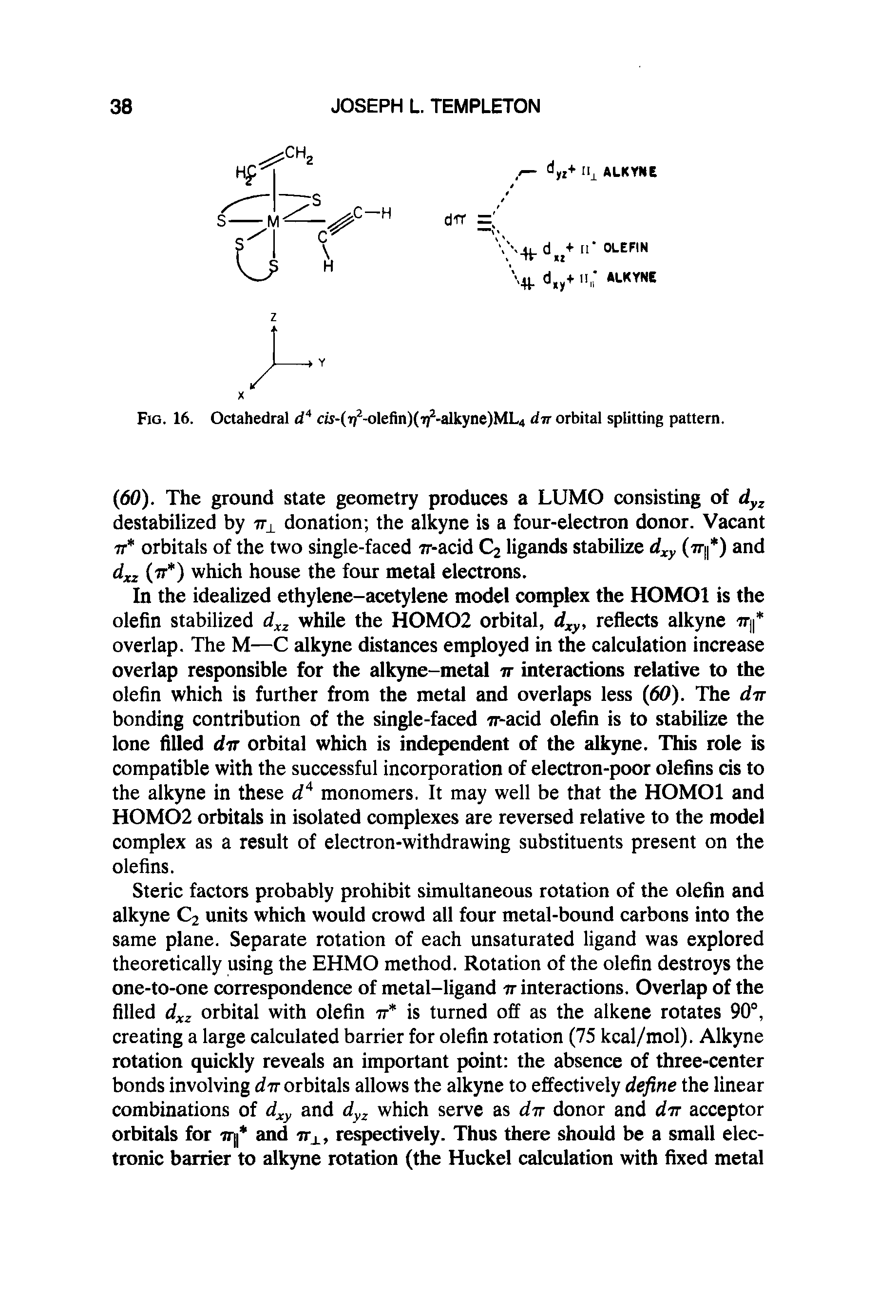 Fig. 16. Octahedral dA cw-(r)2-olefin)(i72-alkyne)ML4 dir orbital splitting pattern.