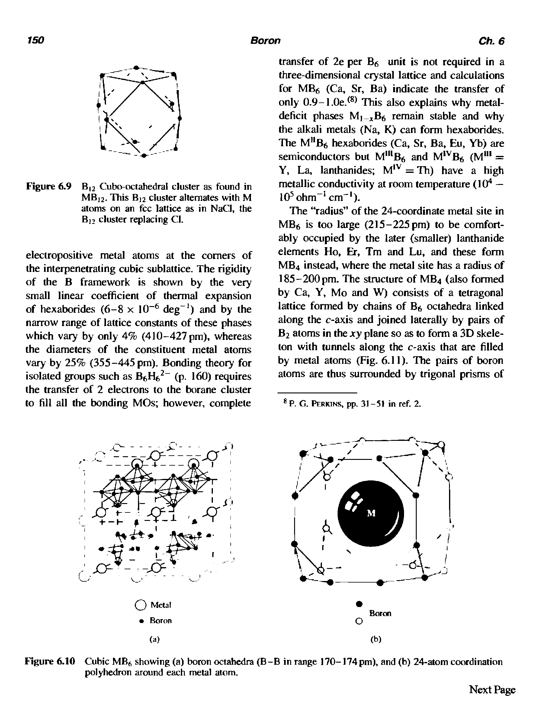 Figure 6.10 Cubic MBs showing (a) boron octahedra (B-B in range 170-174 pm), and (b) 24-atom coordination polyhedron around each metal atom.