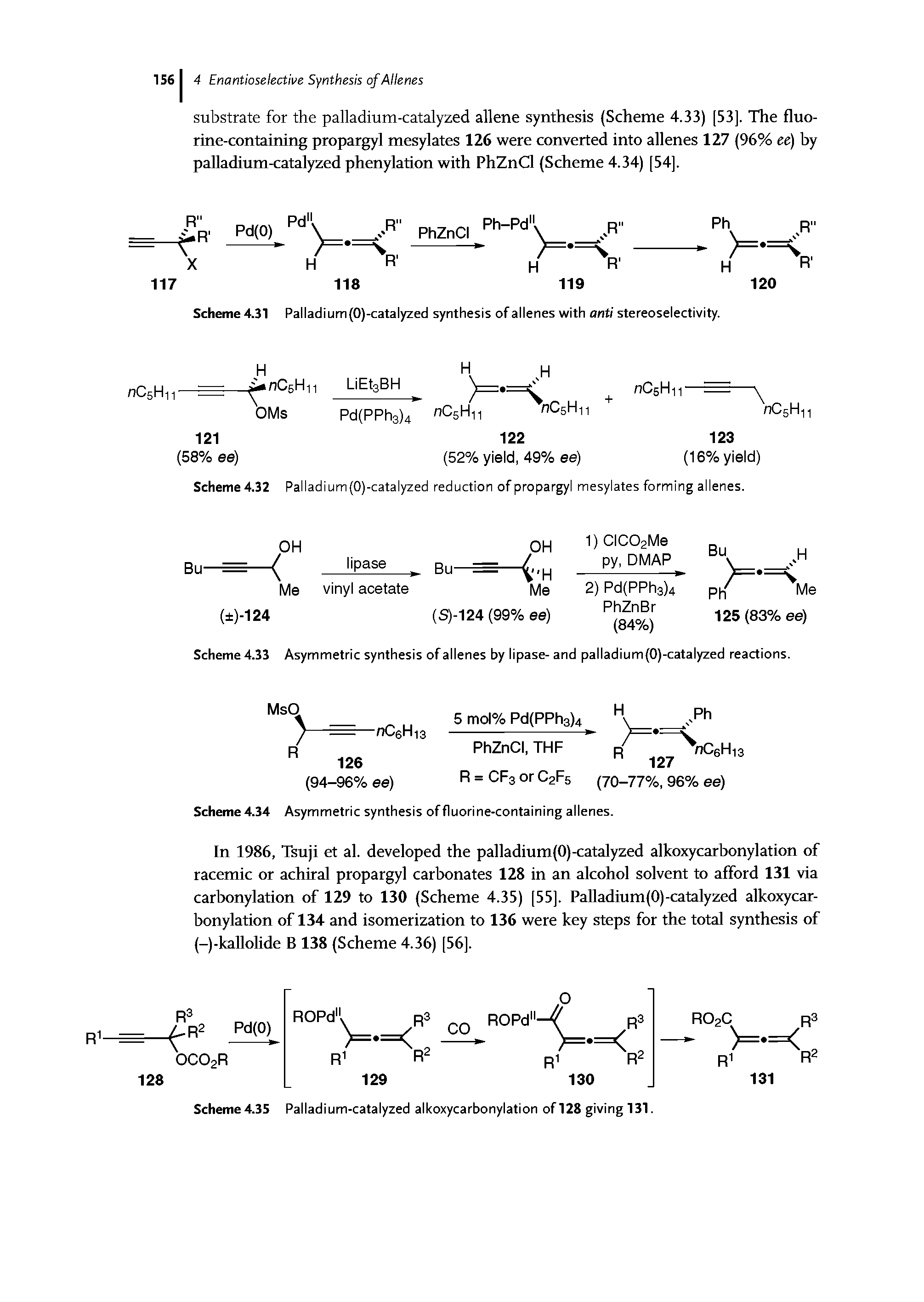 Scheme 4.34 Asymmetric synthesis of fluorine-containing allenes.